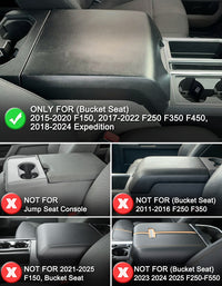KBH Center Console Armrest Cover Pad for Bucket Seat 2015-2020 Ford F150, 2017-2022 F250 F350 F450 Super Duty, 2018-2024 Ford Expedition