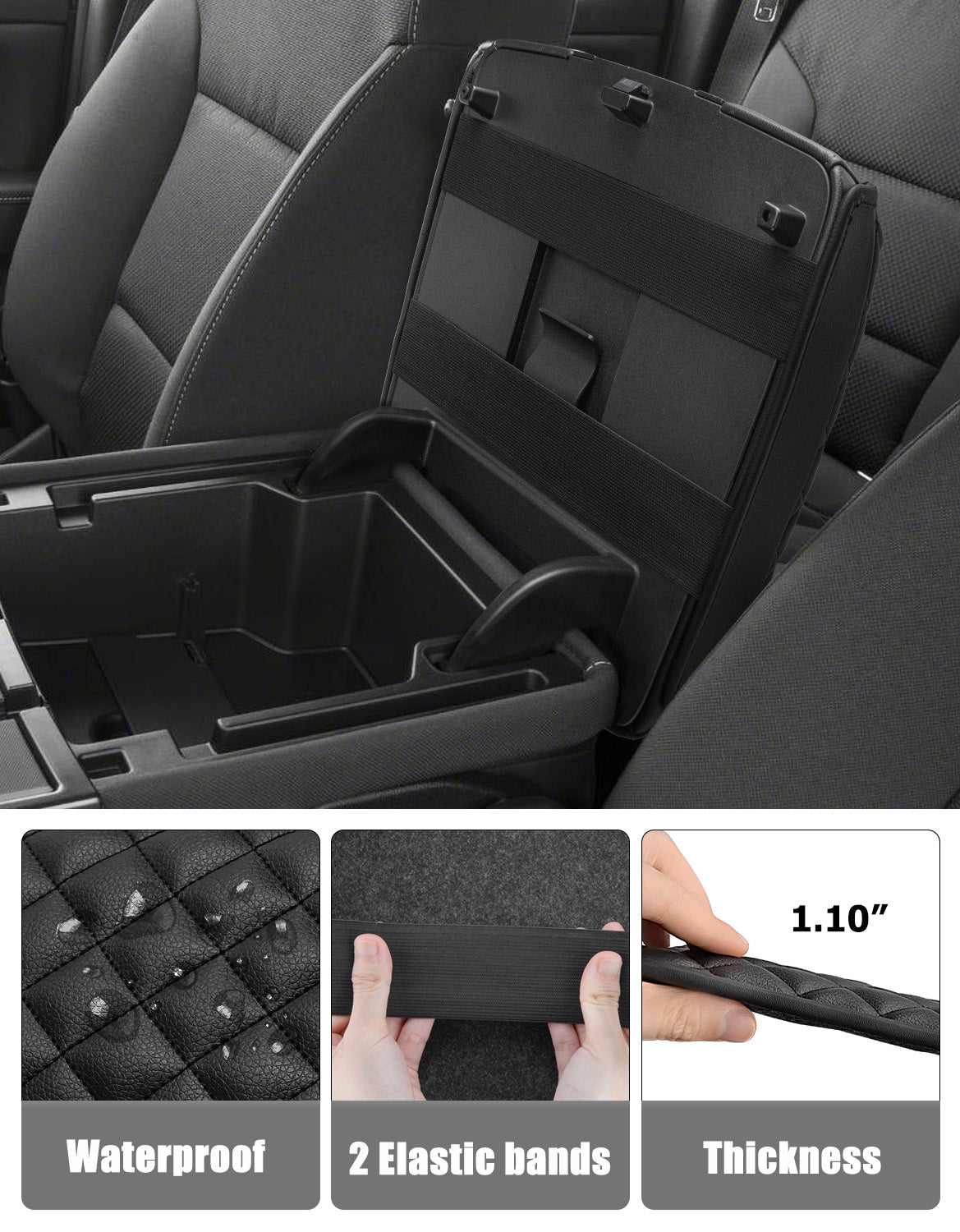 KBH Center Console Armrest Cover Cushion Pad for Jump Seat 2014-2018 Chevy Silverado 1500 2500 3500 & GMC Sierra 1500 2500 3500