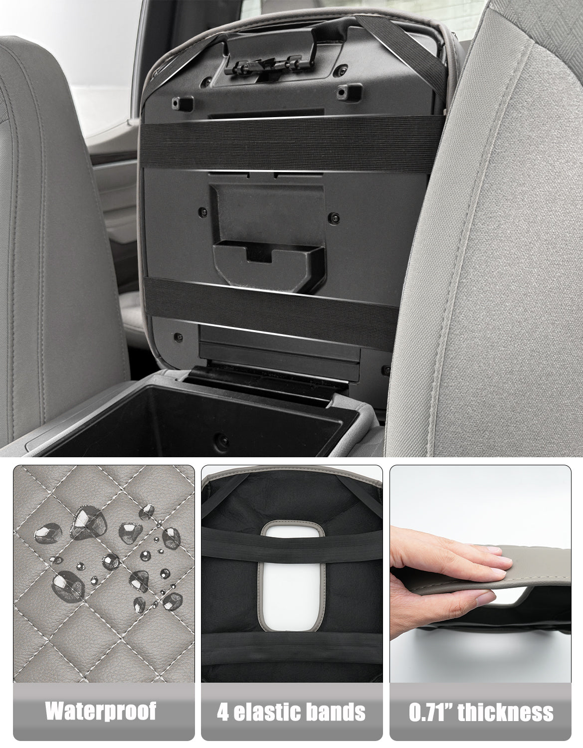 KBH Center Console Armrest Cover Pad for Jump Seat 2019-2026 GMC Sierra 1500 2500 3500,2019-2026 Chevy Silverado 1500 2500 3500