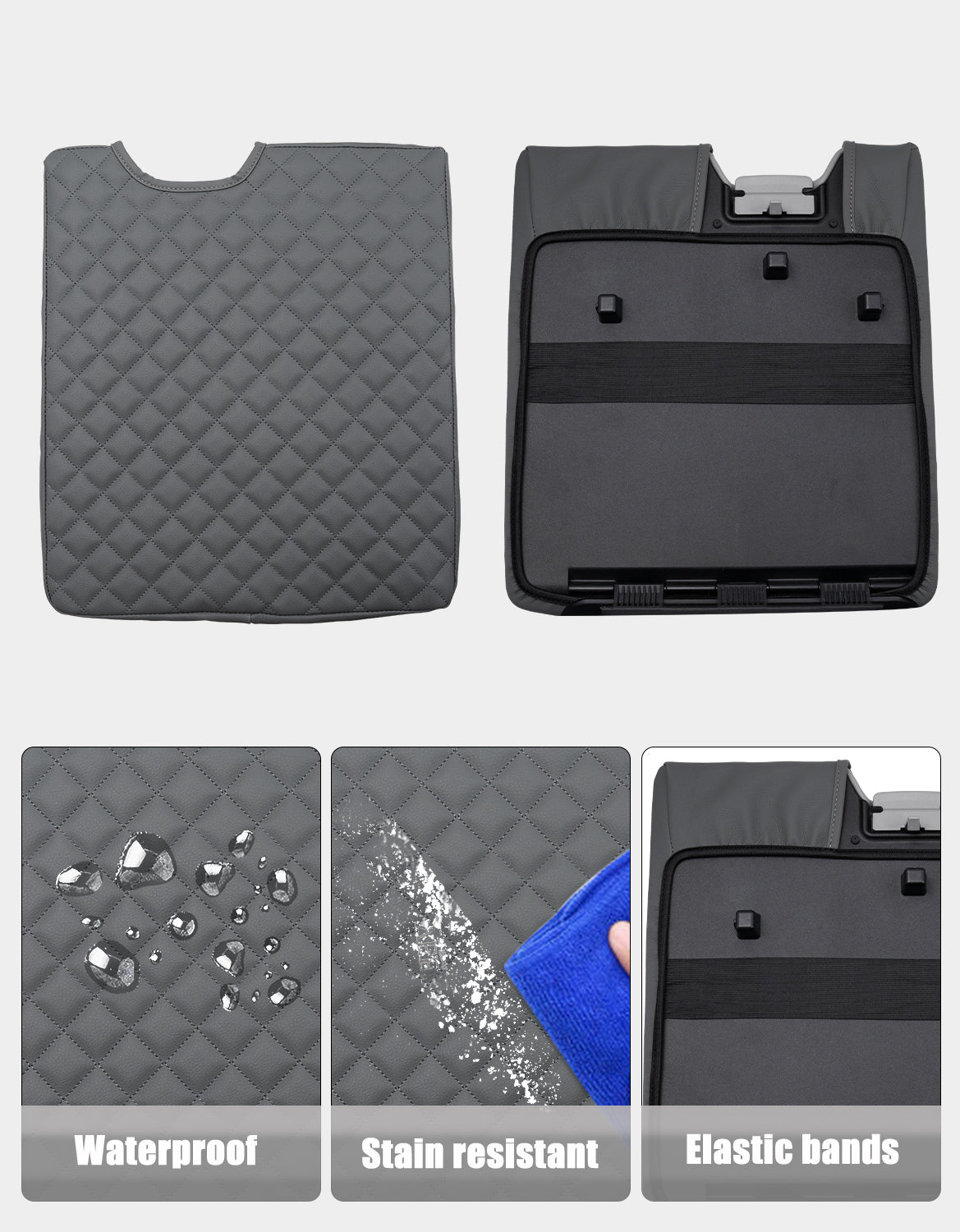 KBH Center Console Armrest PU Leather Cover for Jump Seat 2015-2025 Ford F150 , 2017-2025 Ford F250 F350 F450 F550 Super Duty
