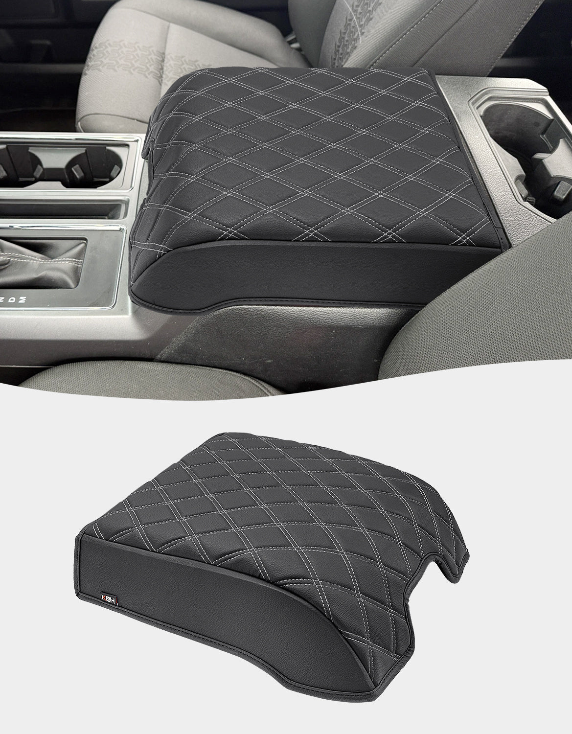 KBH Center Console Armrest Cover Pad for Bucket Seat 2015-2020 Ford F150, 2017-2022 F250 F350 F450 F550 Super Duty, 2018-2024 Ford Expedition