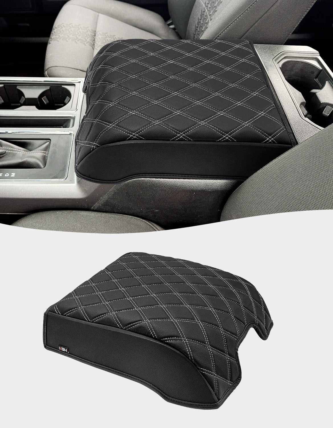 KBH Center Console Armrest Cover Pad for Bucket Seat 2015-2020 Ford F150, 2017-2022 F250 F350 F450 F550 Super Duty, 2018-2024 Ford Expedition