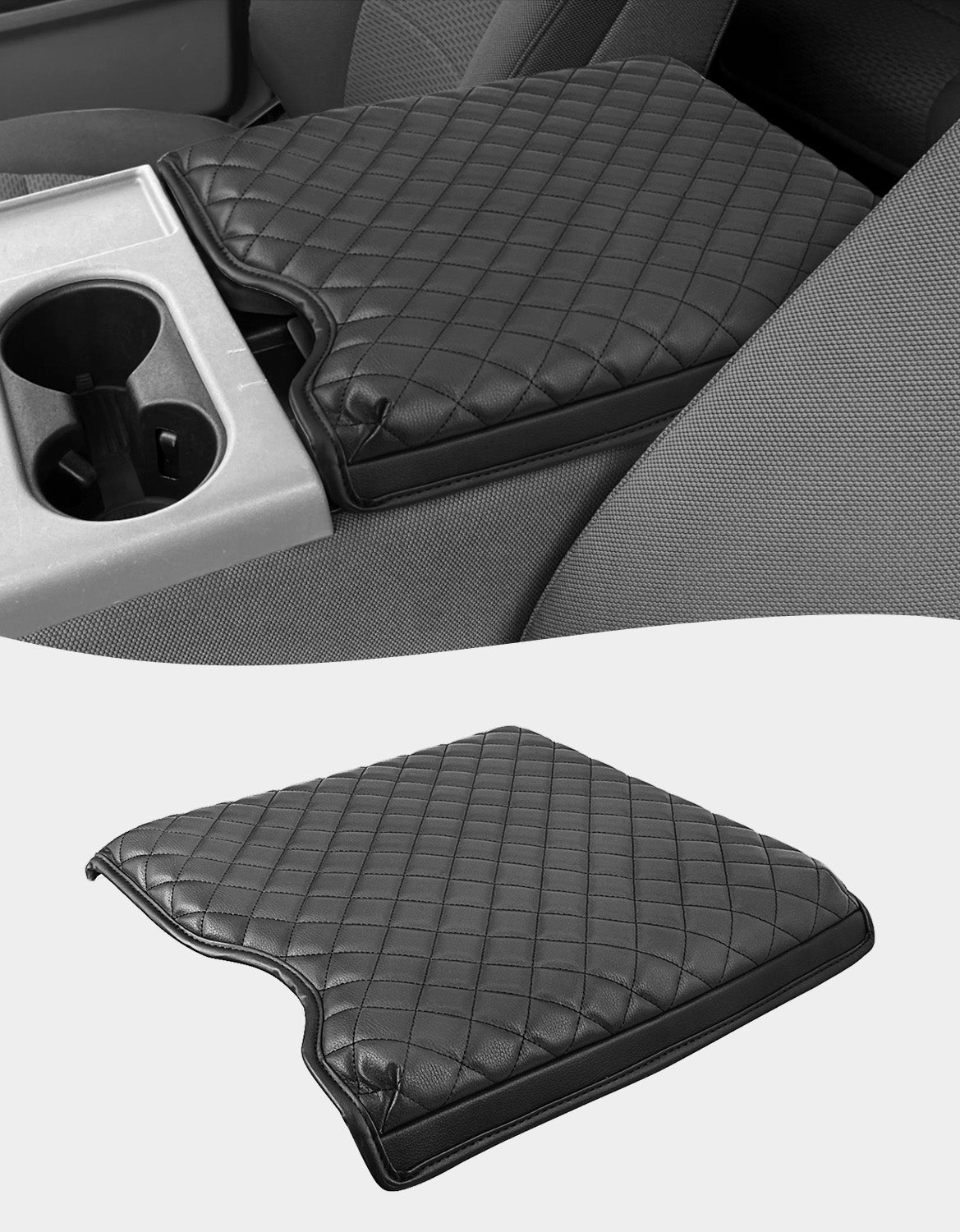 KBH Center Console Armrest PU Leather Cover Cushion Pad Protector for Ford F150 2015-2022, F250 F350 F450 2017-2022