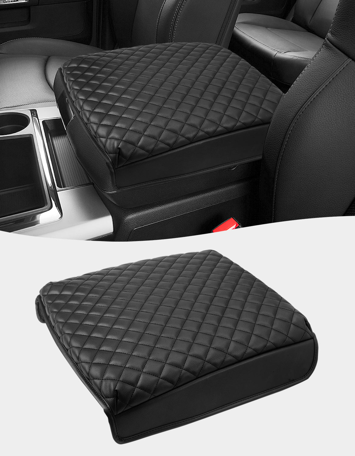 KBH Center Console Armrest Cover Pad Cushion Protector for Bucket Seat 2009-2018 Dodge RAM 1500 2500 3500