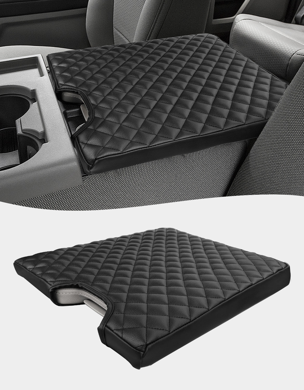 KBH Center Console Armrest PU Leather Cover for 2015-2022 Ford F150 , 2017-2022 Ford F250/F350/F450