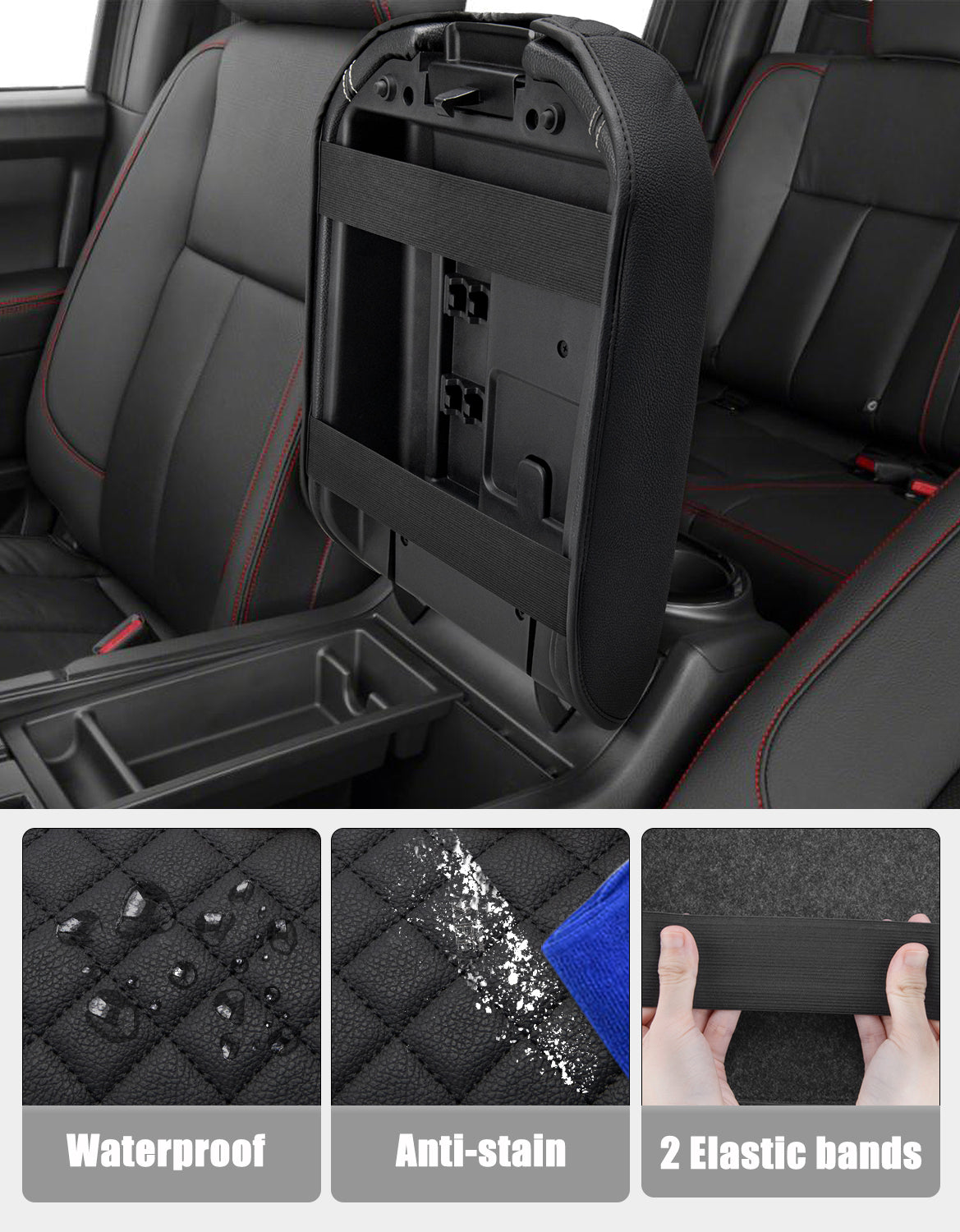 KBH Black Center Console Armrest Cover for Nissan Titan 2016-2024