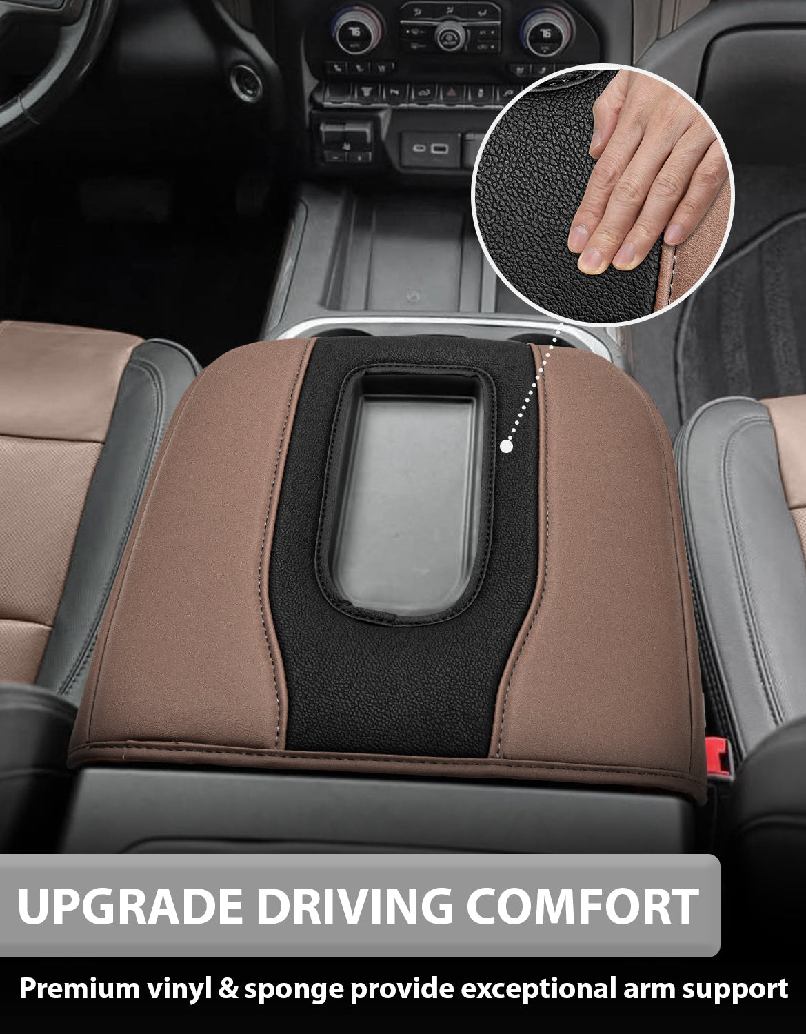 Thick Version Center Console Cushion Cover for Bucket Seat 2019-2026 GMC Sierra 1500 2500 3500,2019-2026 Chevy Silverado 1500 2500 3500, 2021-2026 Tahoe/Suburban/Yukon