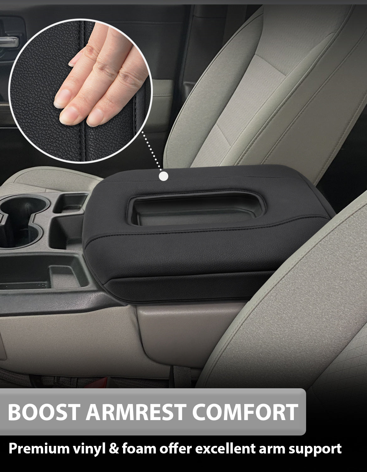 KBH Center Console Armrest Cover Pad for Jump Seat 2019-2025 GMC Sierra 1500 2500 3500,2019-2025 Chevy Silverado 1500 2500 3500