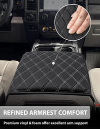 KBH Center Console Armrest Cover Pad for Bucket Seat 2015-2020 Ford F150, 2017-2022 F250 F350 F450 F550 Super Duty, 2018-2024 Ford Expedition
