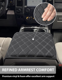KBH Center Console Armrest Cover Pad for Bucket Seat 2015-2020 Ford F150, 2017-2022 F250 F350 F450 F550 Super Duty, 2018-2024 Ford Expedition