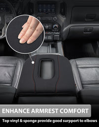 KBH Center Console Cushion Cover for Bucket Seat 2019-2025 GMC Sierra 1500 2500 3500,2019-2025 Chevy Silverado 1500 2500 3500, 2021-2025 Tahoe/Suburban/Yukon