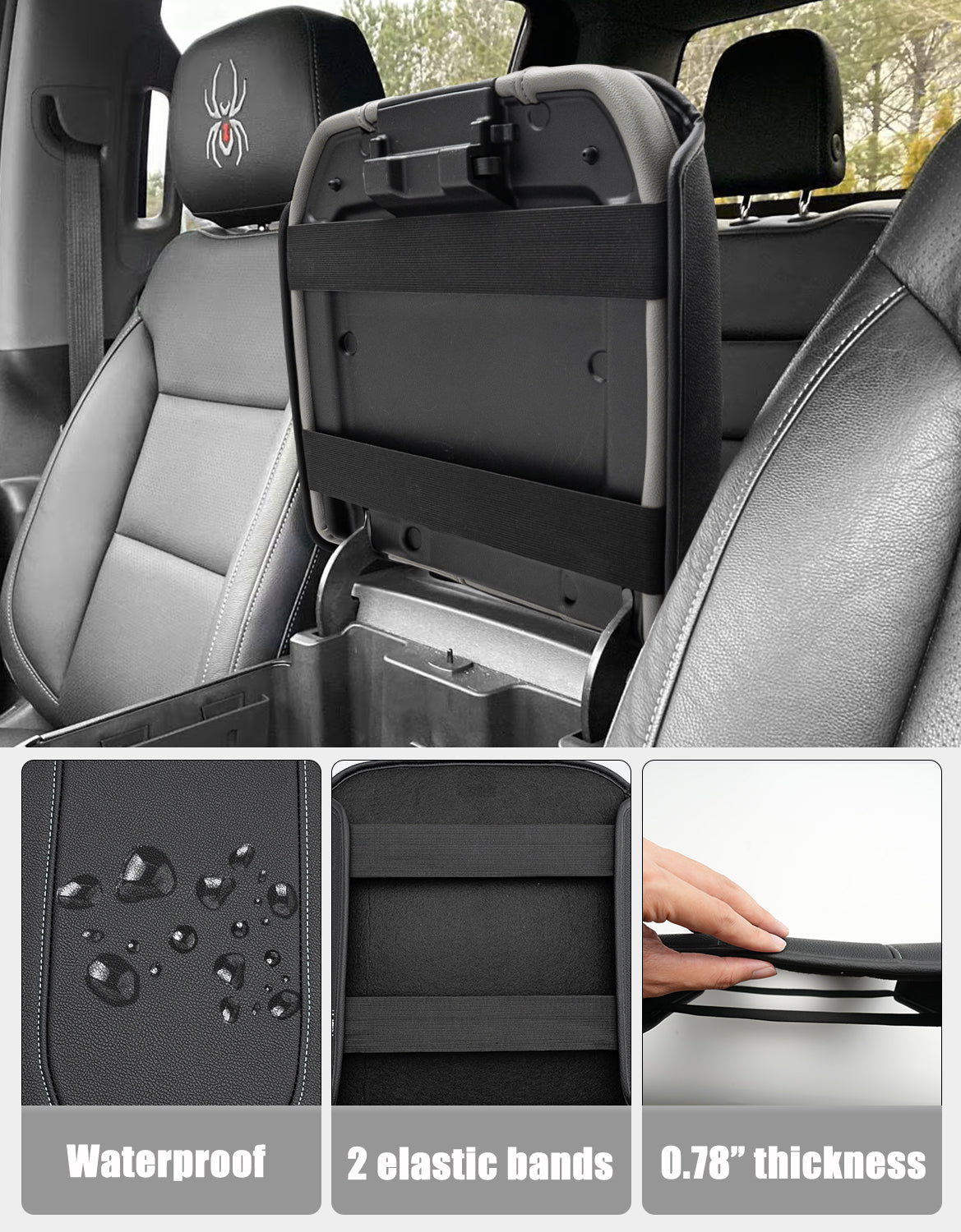 KBH Center Console Cushion Cover for  Bucket Seat 2019-2025 GMC Sierra 1500 2500 3500,2019-2025 Chevy Silverado 1500 2500 3500, 2021-2025 Tahoe/Suburban/Yukon