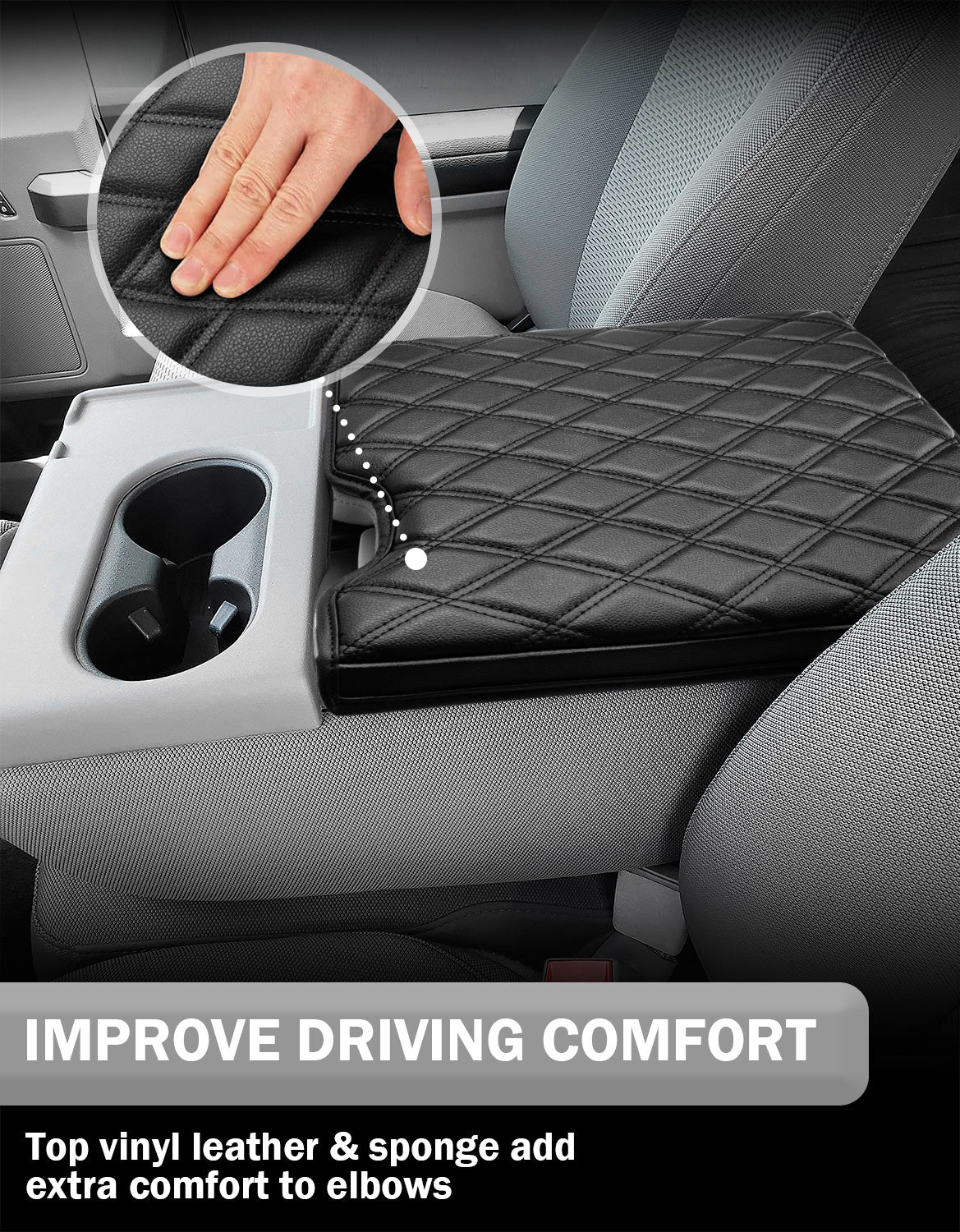 KBH Center Console Armrest Cover Pad for Jump Seat 2015-2025 Ford F150, 2017-2025 Ford F250 F350 F450 Super Duty