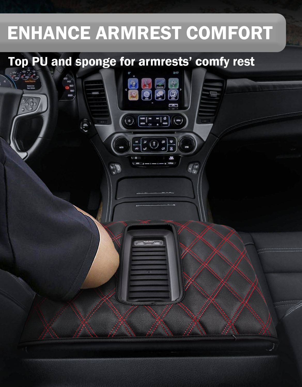 KBH Center Console Armrest Cover Cushion Pad Protector for 2014-2018 Chevy Silverado & GMC Sierra 1500/2500/3500,2015-2020 Tahoe/Yukon/Suburban