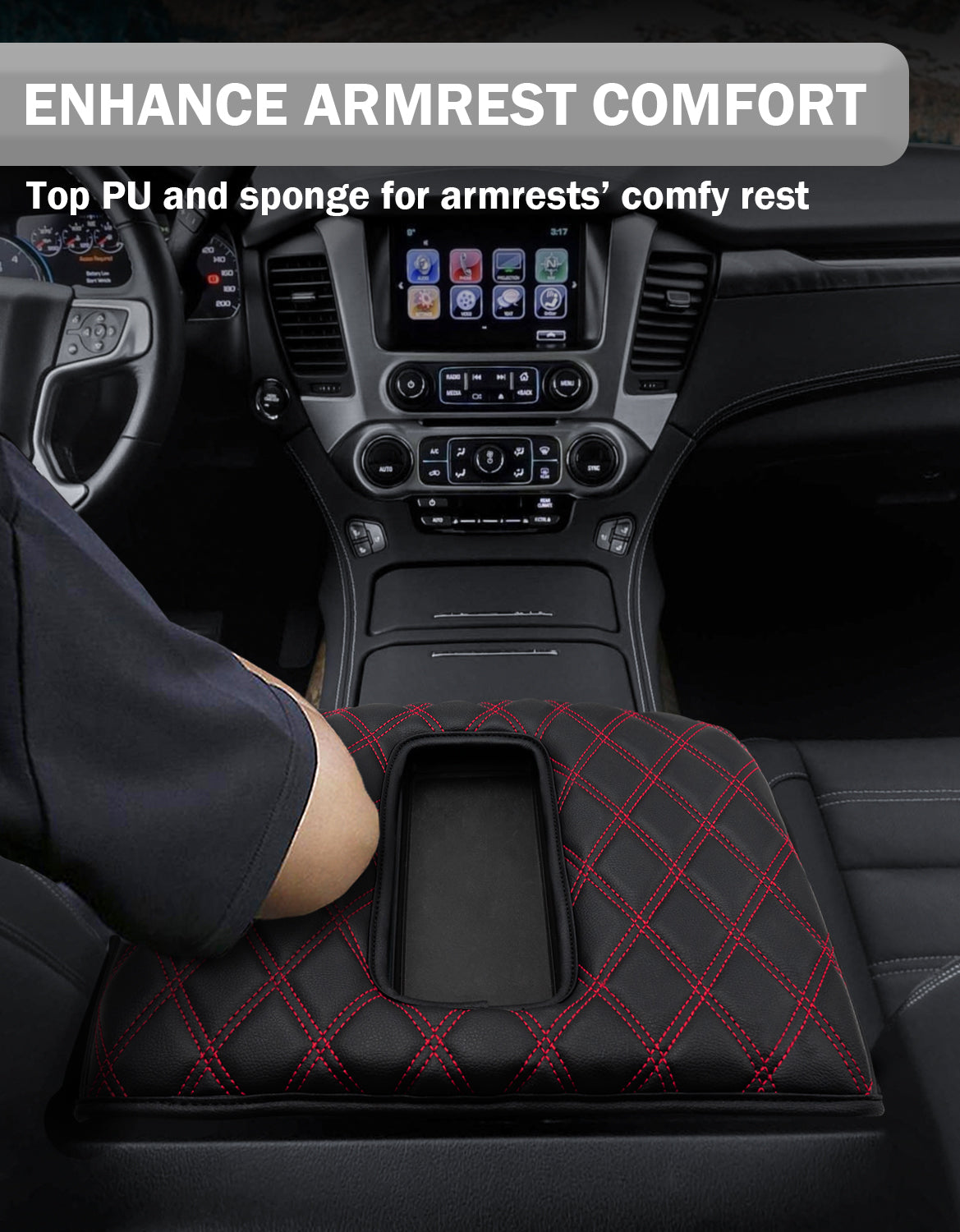 KBH Center Console Armrest Cover Pad for Bucket Seat 2014-2018 Chevy Silverado 1500 2500 3500 & GMC Sierra 1500 2500 3500,2015-2020 Tahoe/Yukon/Suburban