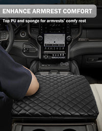 KBH Center Console Armrest Cover Pad Cushion Protector for 2019-2025 Dodge Ram 1500/2500/3500