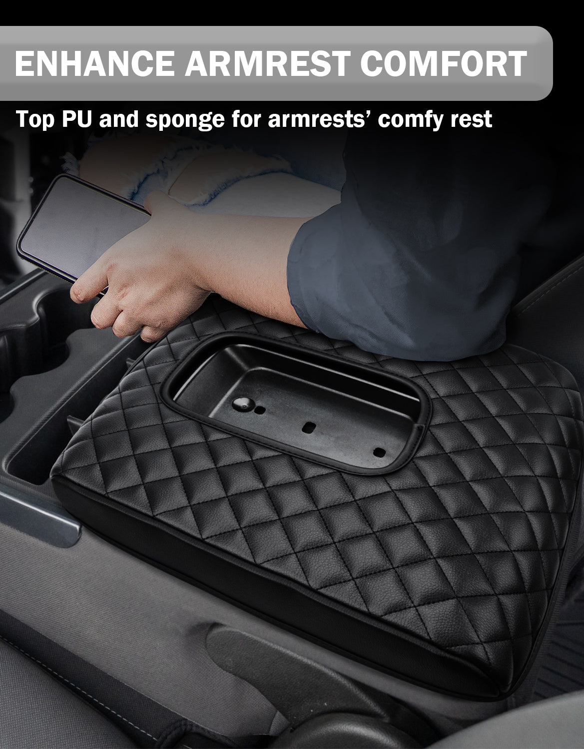 KBH Center Console Armrest Cover for Jump Seat 2014-2018 Chevy Silverado 1500 2500 3500,2014-2018 GMC Sierra 1500 2500 3500
