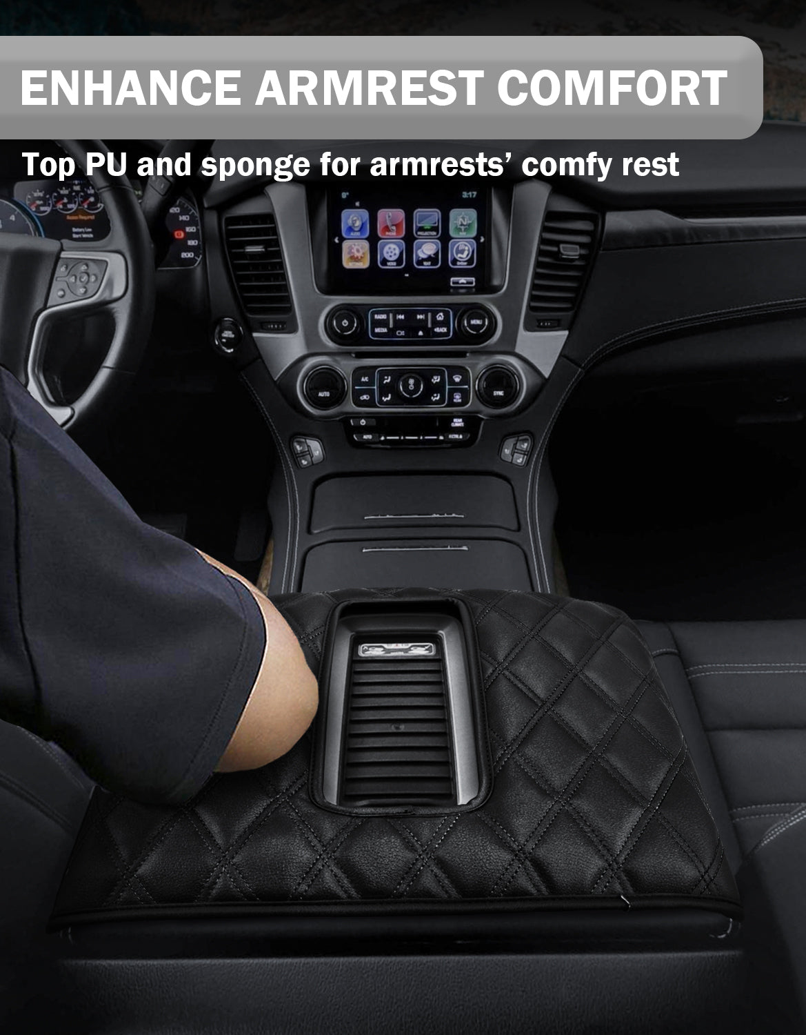 KBH Center Console Armrest Cover Pad for Bucket Seat 2014-2018 Chevy Silverado 1500 2500 3500 & GMC Sierra 1500 2500 3500,2015-2020 Tahoe/Yukon/Suburban