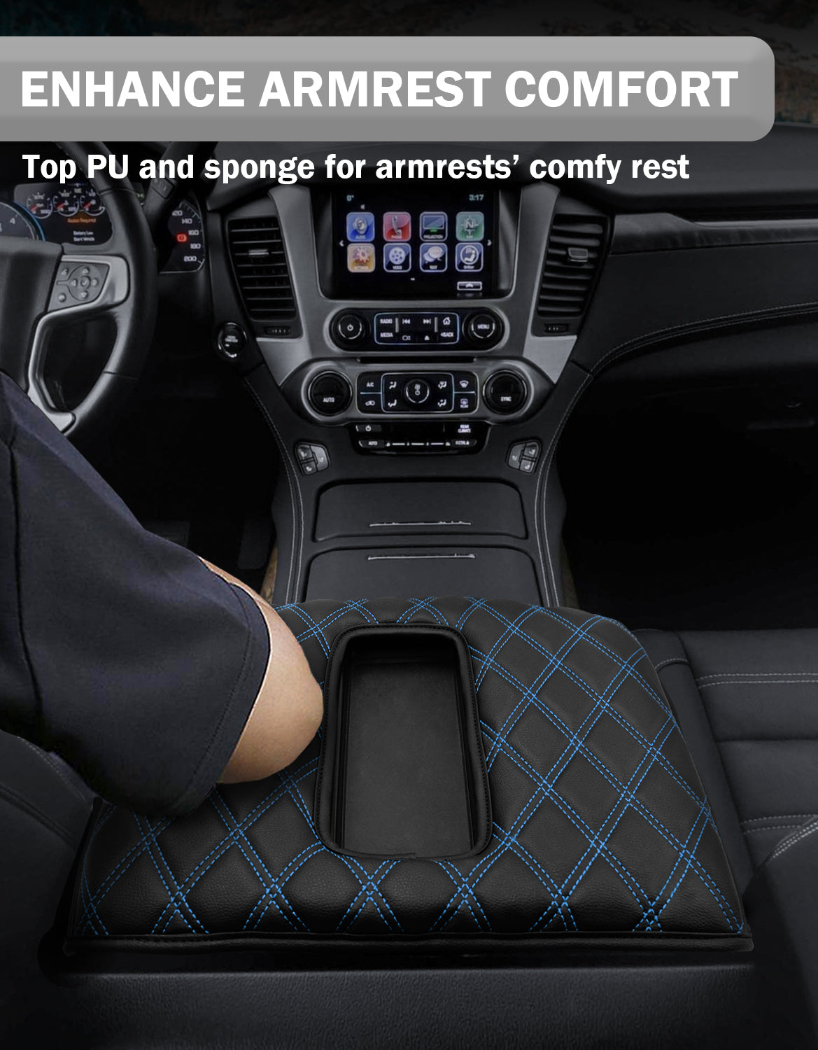 KBH Center Console Armrest Cover Pad for Bucket Seat 2014-2018 Chevy Silverado 1500 2500 3500 & GMC Sierra 1500 2500 3500,2015-2020 Tahoe/Yukon/Suburban