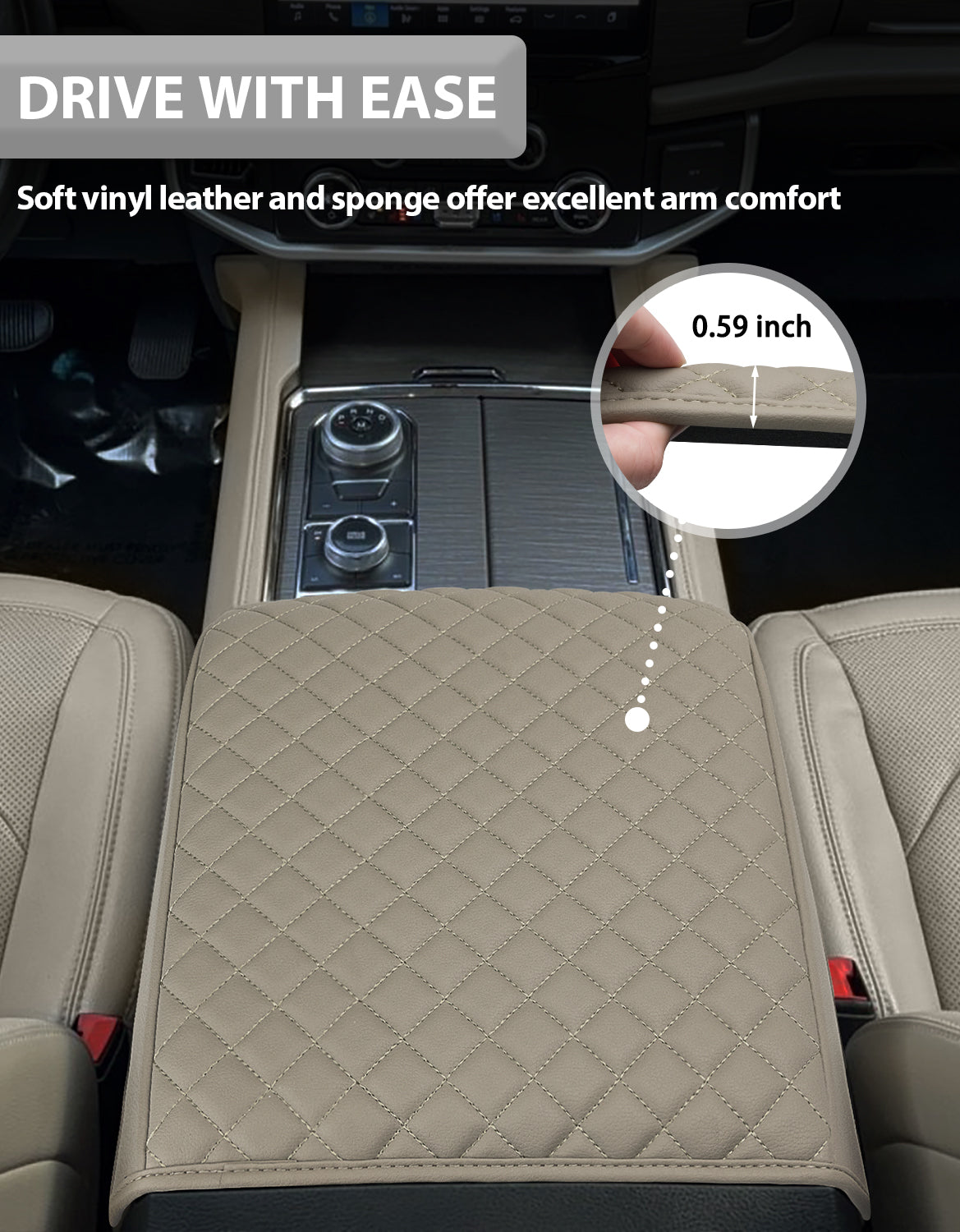 Center Console Armrest Cover Pad for Bucket Seat 2015-2020 Ford F150, 2017-2022 F250 F350 F450 F550 Super Duty, 2018-2024 Ford Expedition
