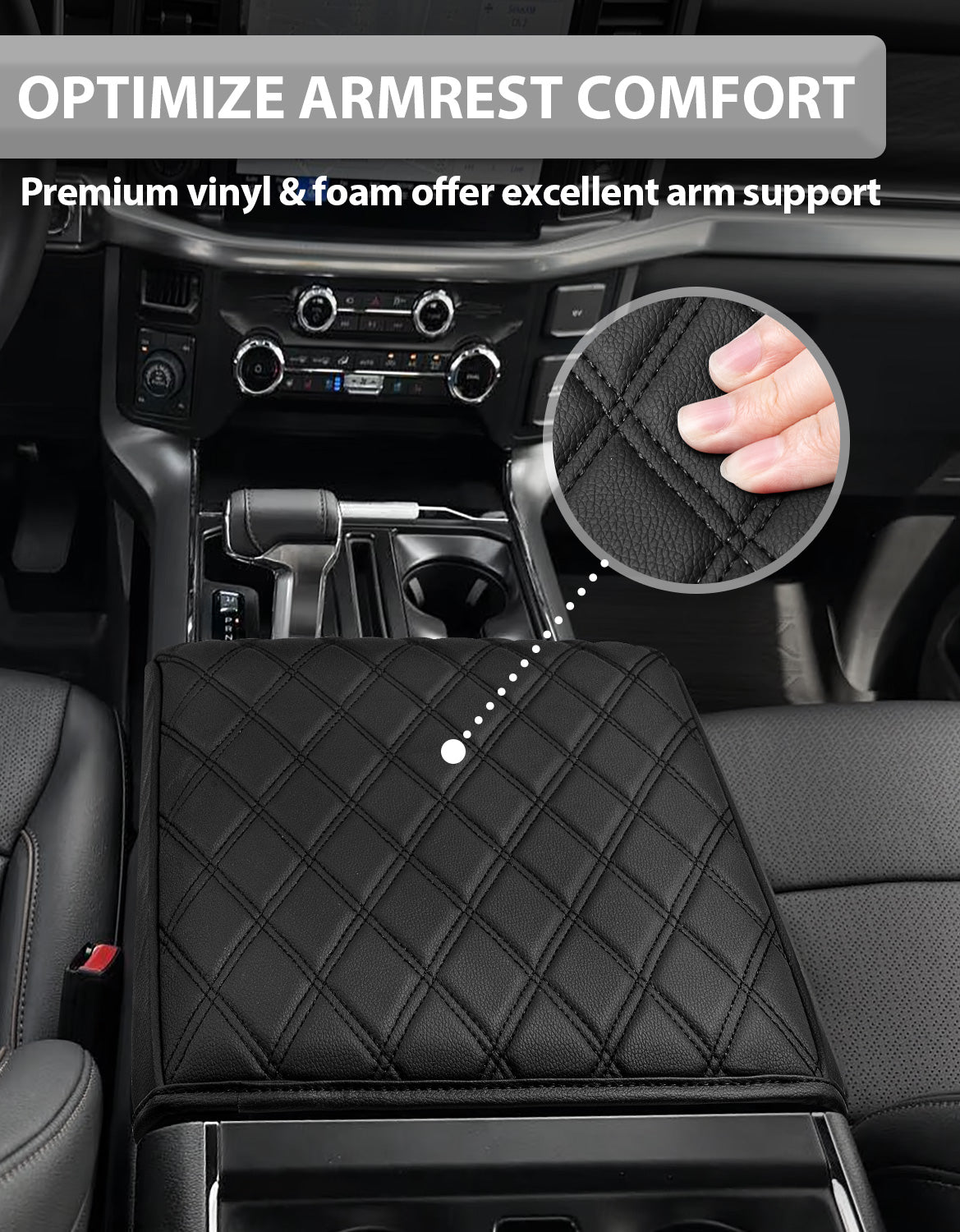 KBH Center Console Armrest Cover Pad for Bucket Seat 2021-2025 Ford F-150