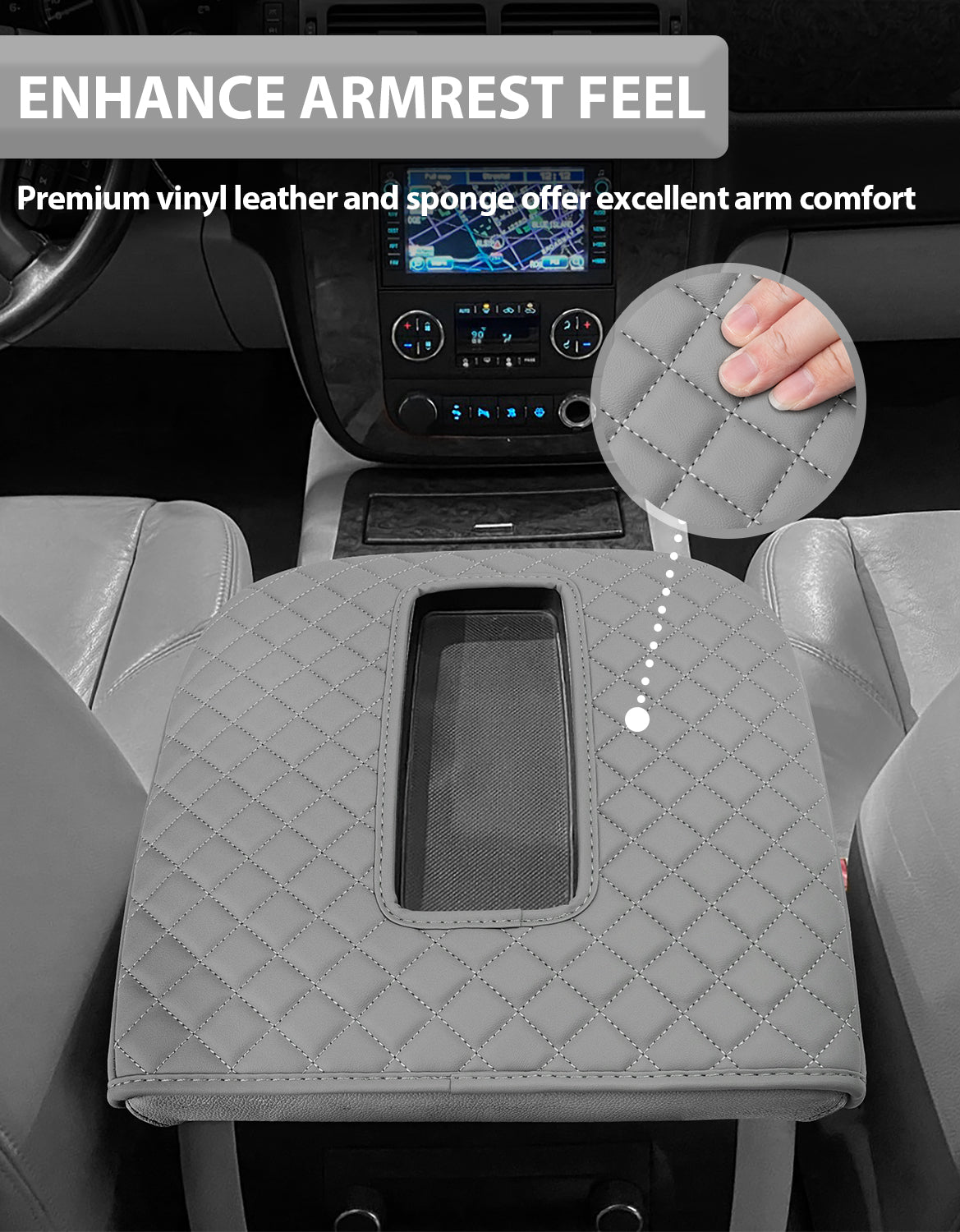 Center Console Armrest Cover for Bucket Seat 2007-2014 Chevy Silverado 1500 2500 3500,2007-2014 Chevy Avalanche & Suburban & Tahoe,2007-2014 GMC Sierra 1500 2500 3500,2007-2014 GMC Yukon