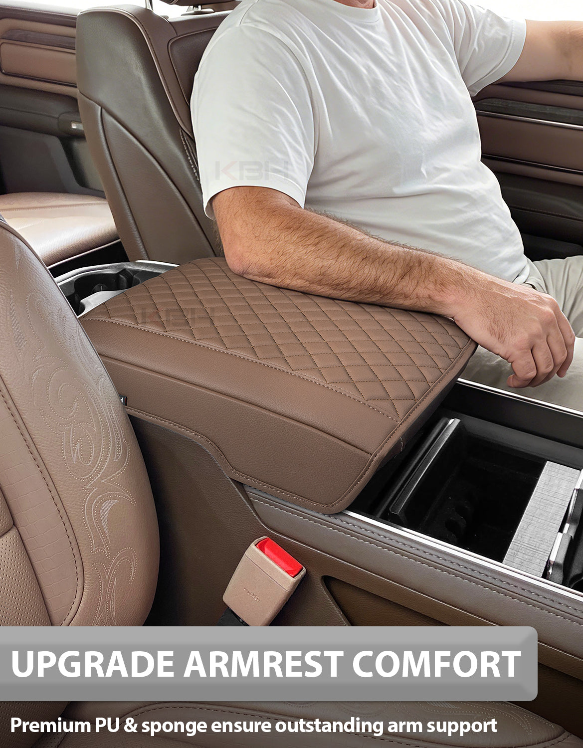 Center Console Armrest Cover Pad Cushion Protector for Bucket Seat 2019-2026 Dodge Ram 1500 2500 3500
