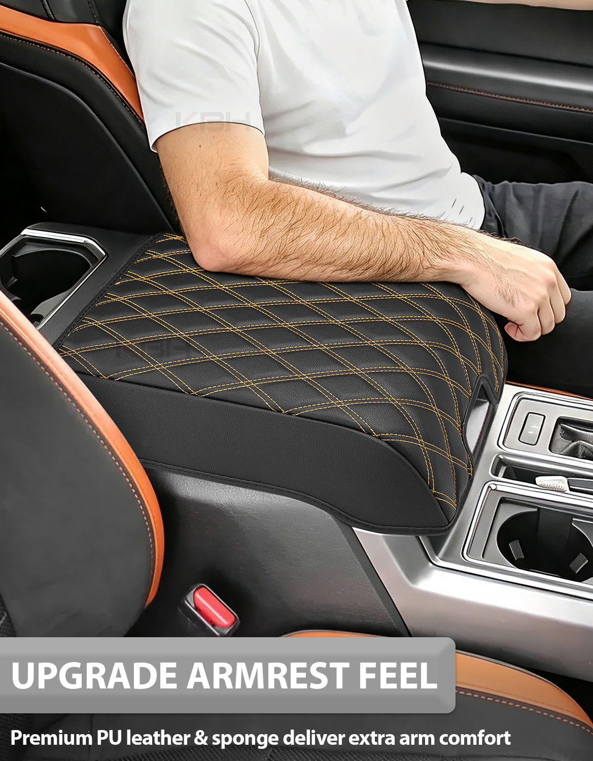 Center Console Armrest Cover Pad for Bucket Seat 2015-2020 Ford F150, 2017-2022 F250 F350 F450 F550 Super Duty, 2018-2024 Ford Expedition