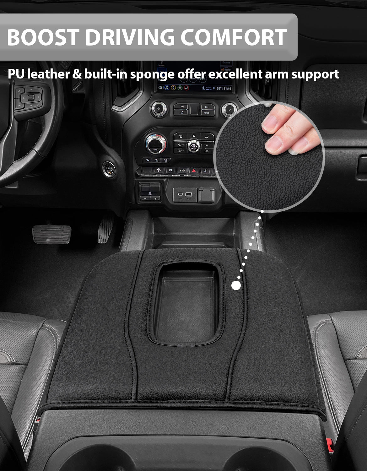 Thick Version Center Console Cushion Cover for Bucket Seat 2019-2026 GMC Sierra 1500 2500 3500,2019-2026 Chevy Silverado 1500 2500 3500, 2021-2026 Tahoe/Suburban/Yukon
