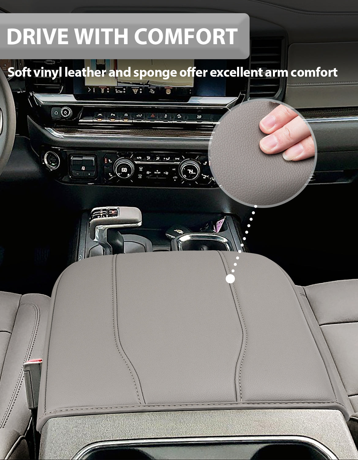 Thick Version Center Console Cushion Cover for  Bucket Seat 2019-2026 GMC Sierra 1500 2500 3500,2019-2026 Chevy Silverado 1500 2500 3500, 2021-2026 Tahoe/Suburban/Yukon