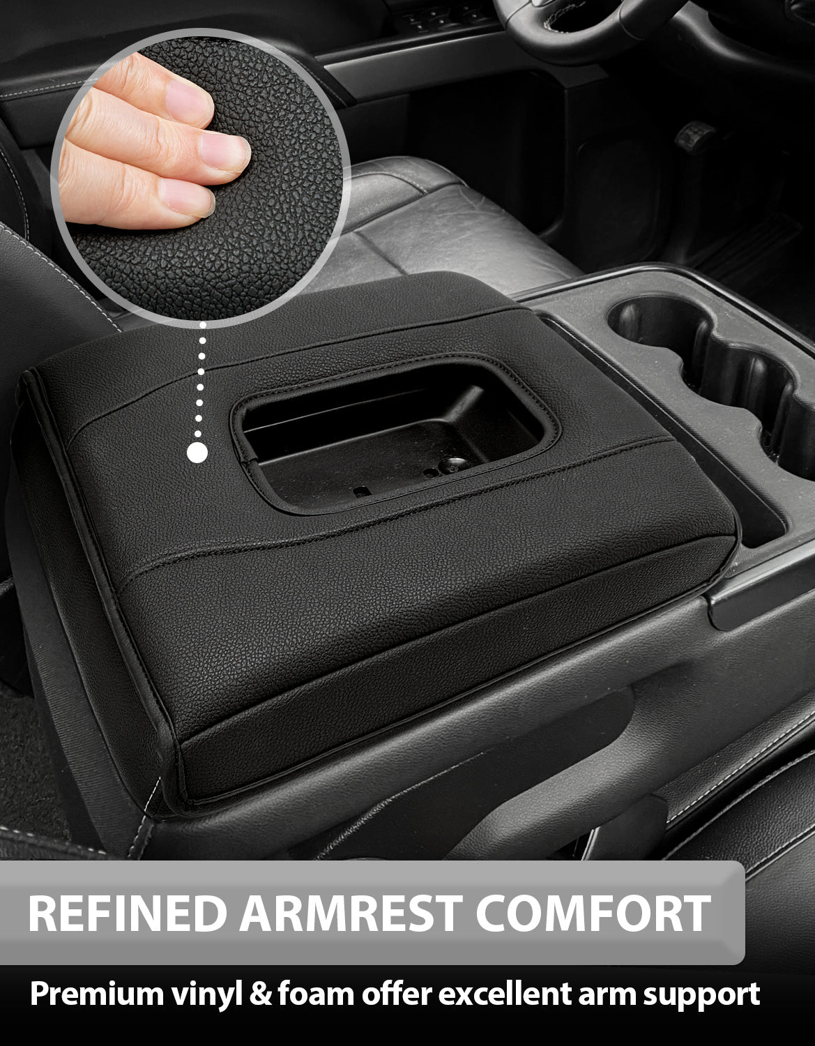 KBH Center Console Armrest Cover for Jump Seat 2014-2018 Chevy Silverado 1500 2500 3500,2014-2018 GMC Sierra 1500 2500 3500