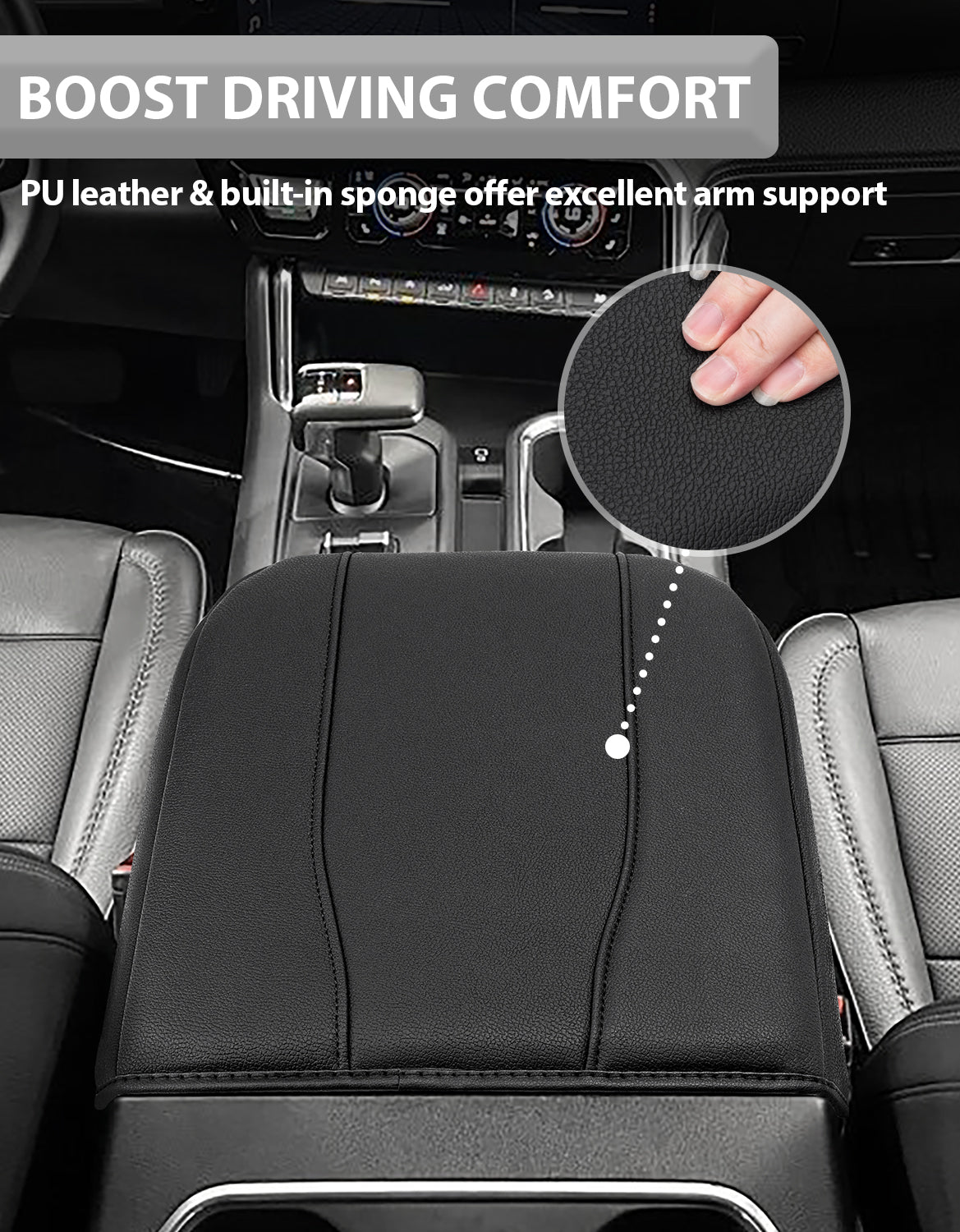 Thick Version Center Console Cushion Cover for  Bucket Seat 2019-2026 GMC Sierra 1500 2500 3500,2019-2026 Chevy Silverado 1500 2500 3500, 2021-2026 Tahoe/Suburban/Yukon