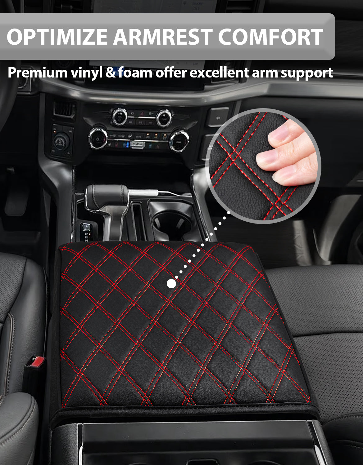 KBH Center Console Armrest Cover Pad for Bucket Seat 2021-2025 Ford F-150