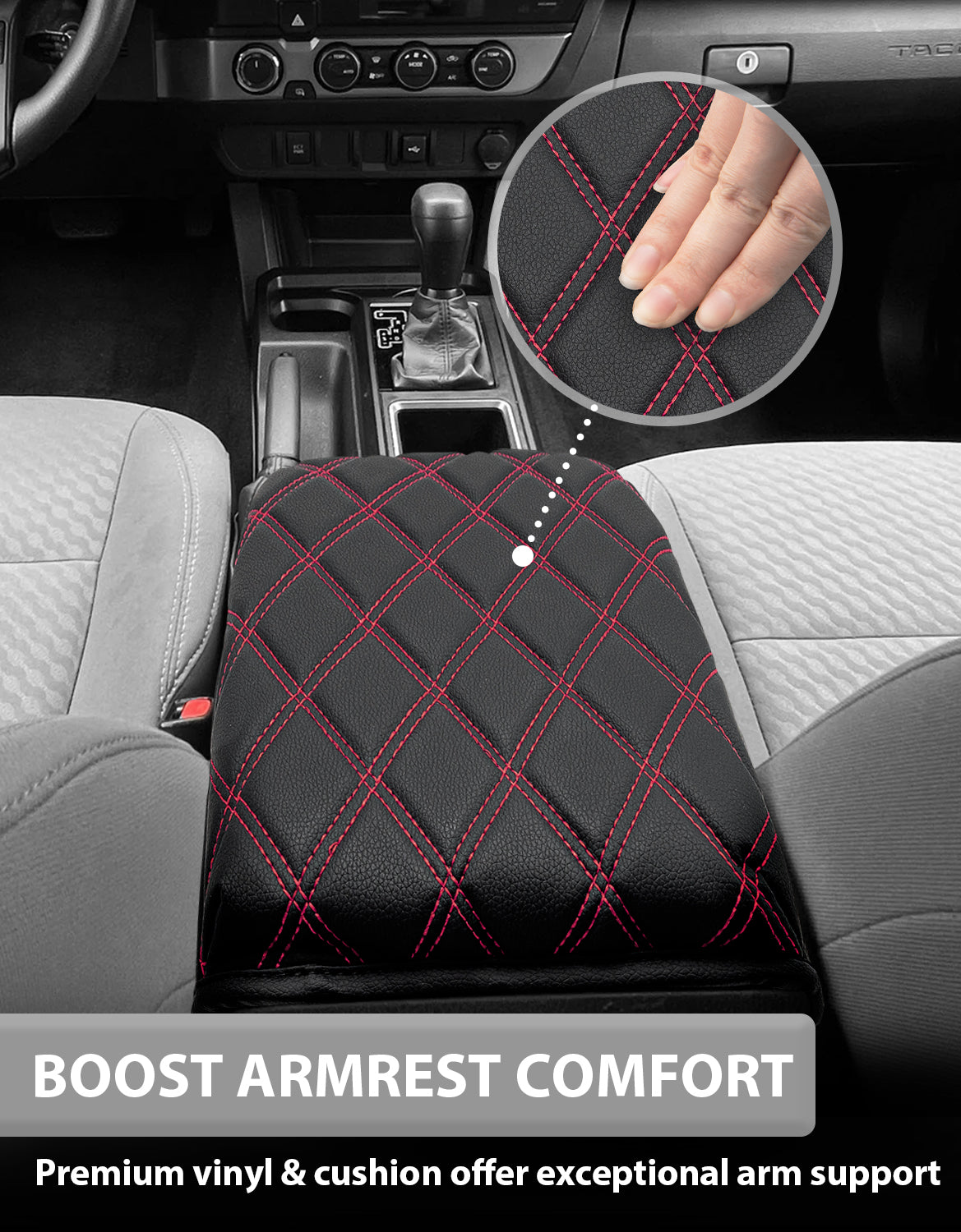 KBH Center Console Armrest Cover Cushion Protector for Toyota Tacoma 2016-2023