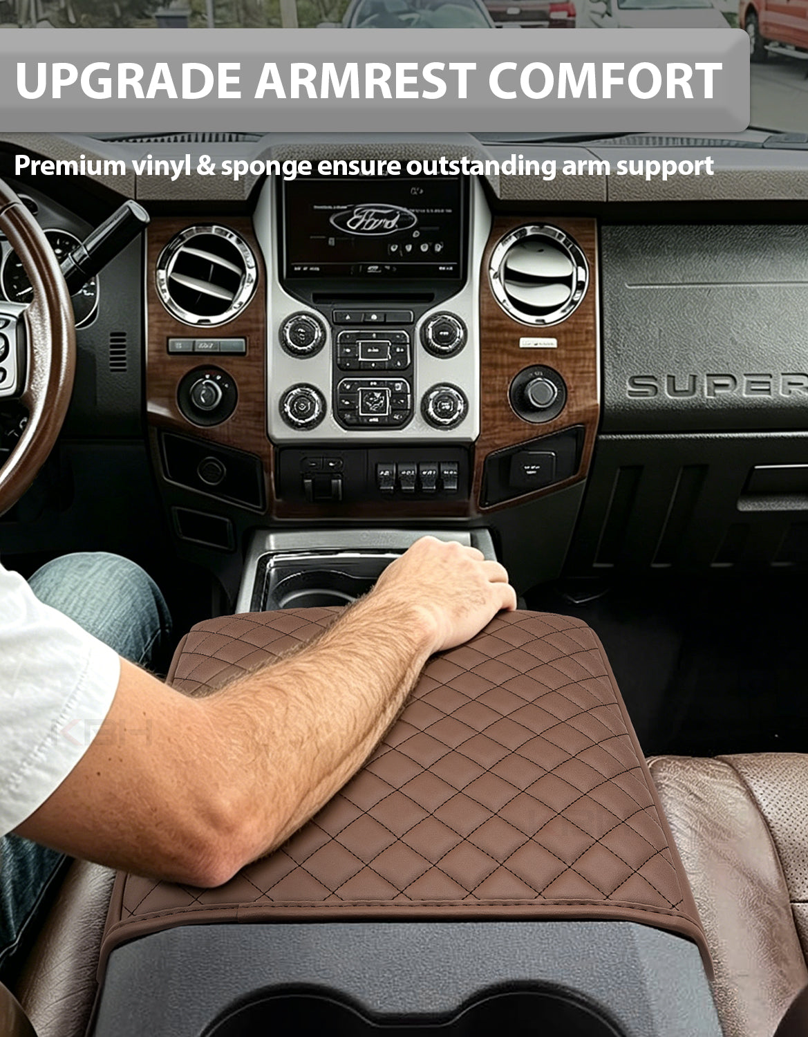 Center Console Cover Pad for Bucket Seat 2011-2016 Ford F250 F350 F450 F550 Super Duty