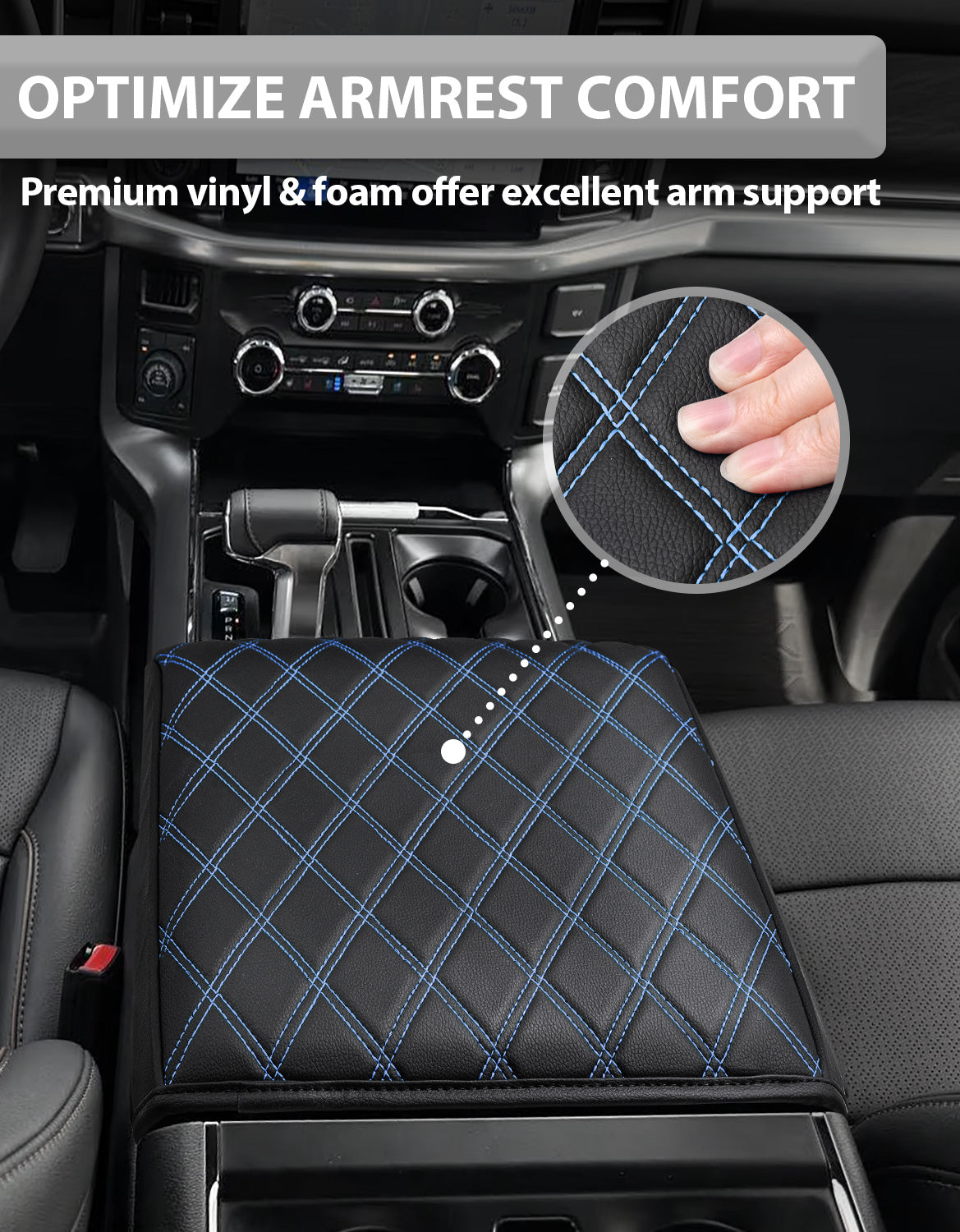 KBH Center Console Armrest Cover Pad for Bucket Seat 2021-2025 Ford F-150