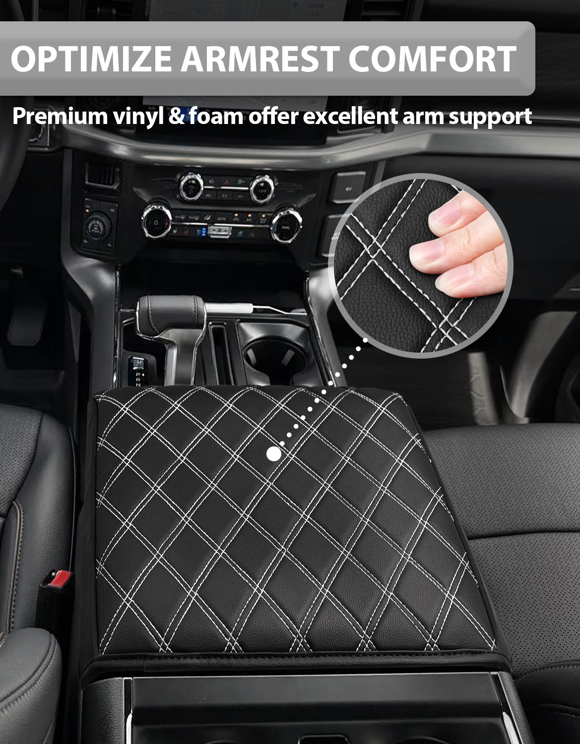 KBH Center Console Armrest Cover Pad for Bucket Seat 2021-2025 Ford F-150