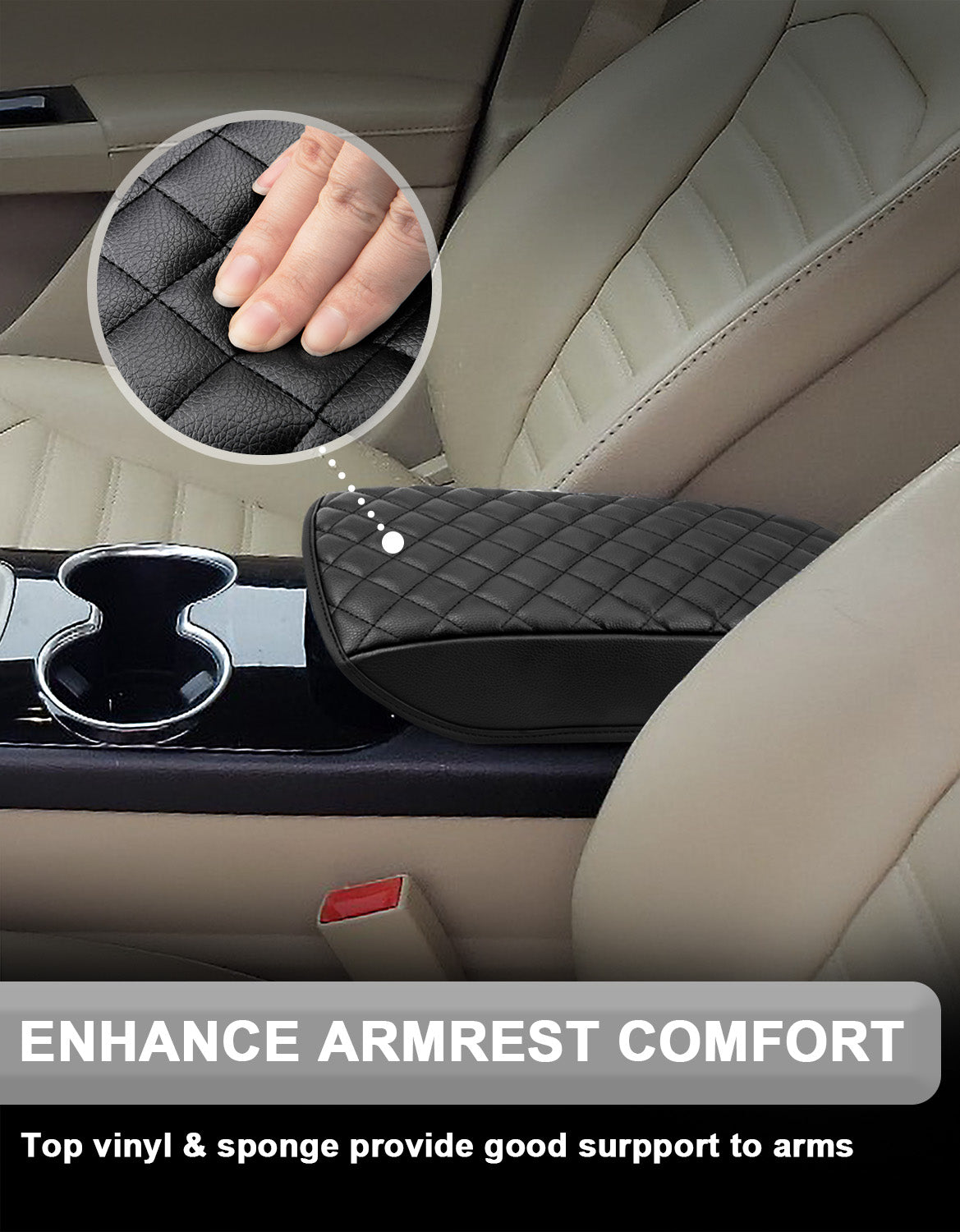 KBH Center Console Armrest Cover Pad for 2013-2016 Ford Fusion