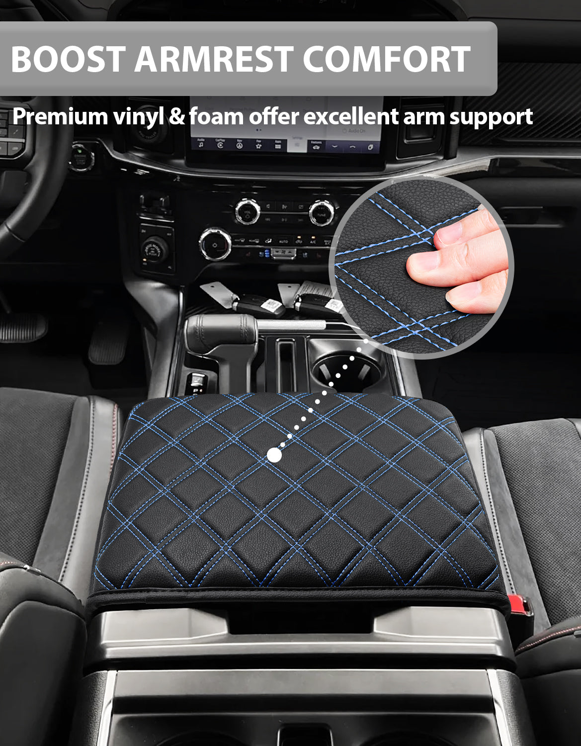 KBH Center Work Surface Armrest Cushion for 2021-2026 Ford F150, 2022-2026 F150 Lightning