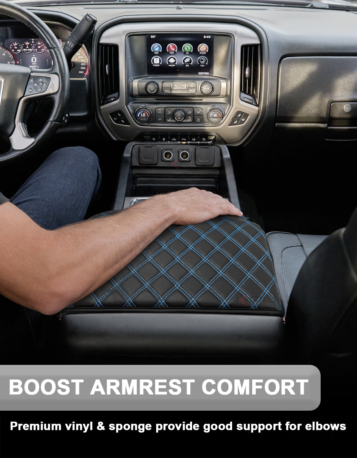 Center Console Armrest Cover for Bucket Seat 2014-2018 Chevy Silverado 1500/2500/3500,2014-2018 GMC Sierra 1500/2500/3500,2015-2020 Tahoe/Yukon/Suburban