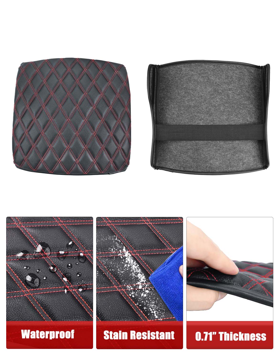 KBH Center Console Armrest Cover Pad Cushion Protector for Bucket Seat 2019-2025 Dodge Ram 1500 2500 3500