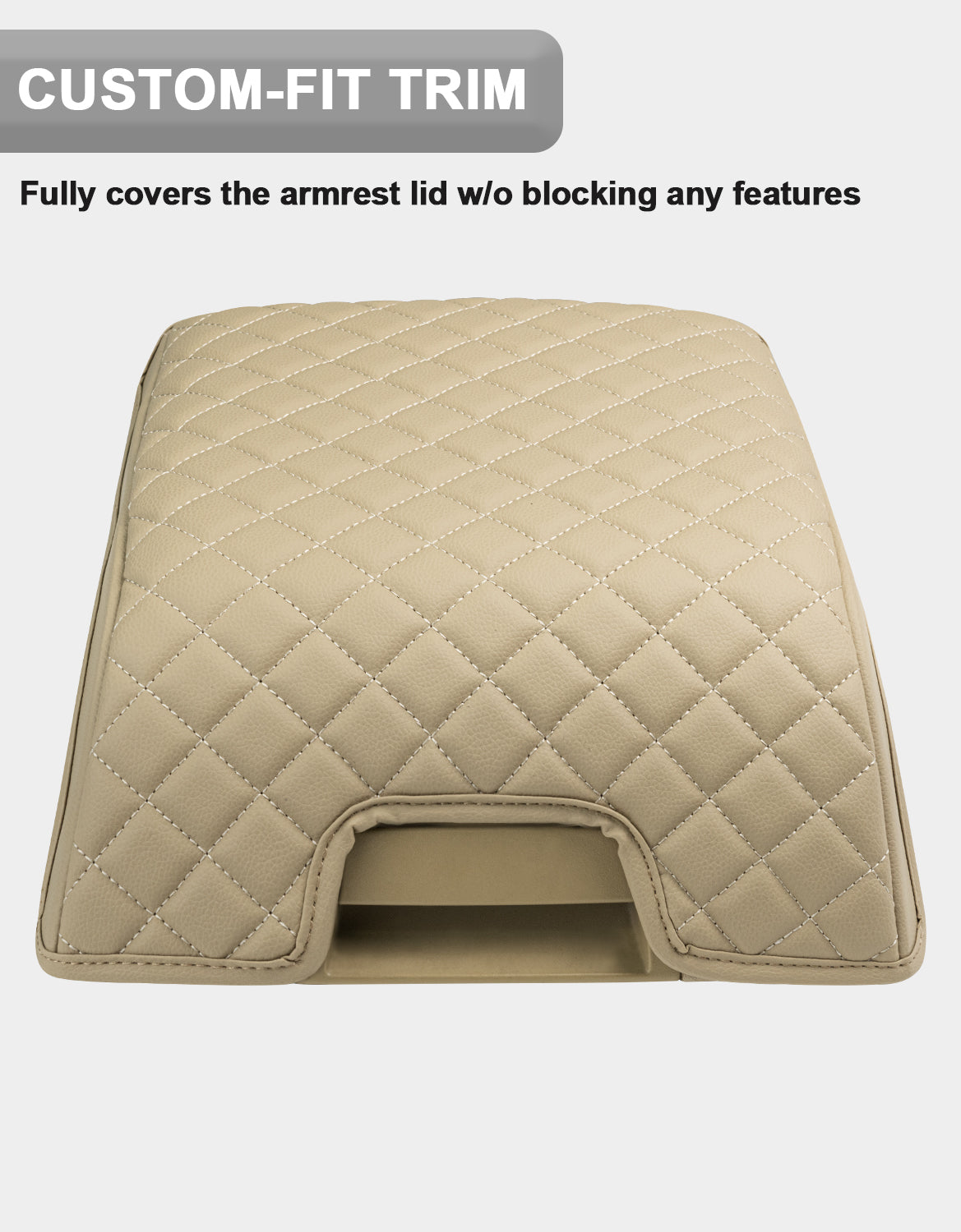 Pieliz Beige PU Leather Center Console Armrest Cover For Lincoln Navigator 07-17