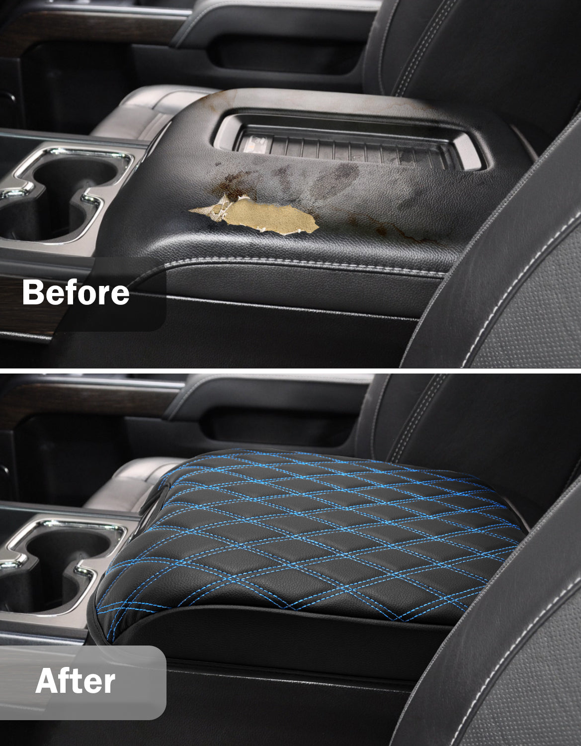 Center Console Armrest Cover for Bucket Seat 2014-2018 Chevy Silverado 1500/2500/3500,2014-2018 GMC Sierra 1500/2500/3500,2015-2020 Tahoe/Yukon/Suburban
