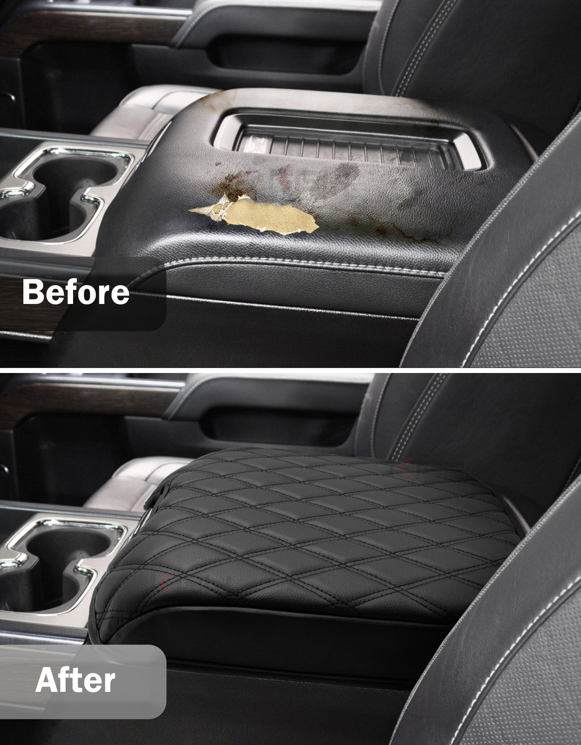 Center Console Armrest Cover for Bucket Seat 2014-2018 Chevy Silverado 1500/2500/3500,2014-2018 GMC Sierra 1500/2500/3500,2015-2020 Tahoe/Yukon/Suburban