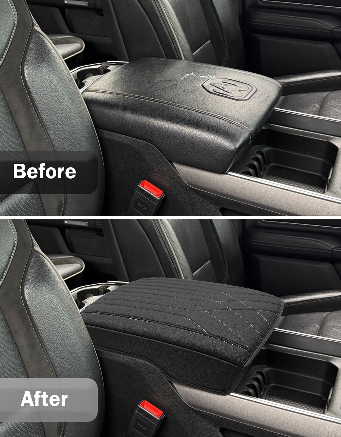 KBH Center Console Armrest Cover for Bucket Seat 2019-2025 Dodge Ram 1500 2500 3500