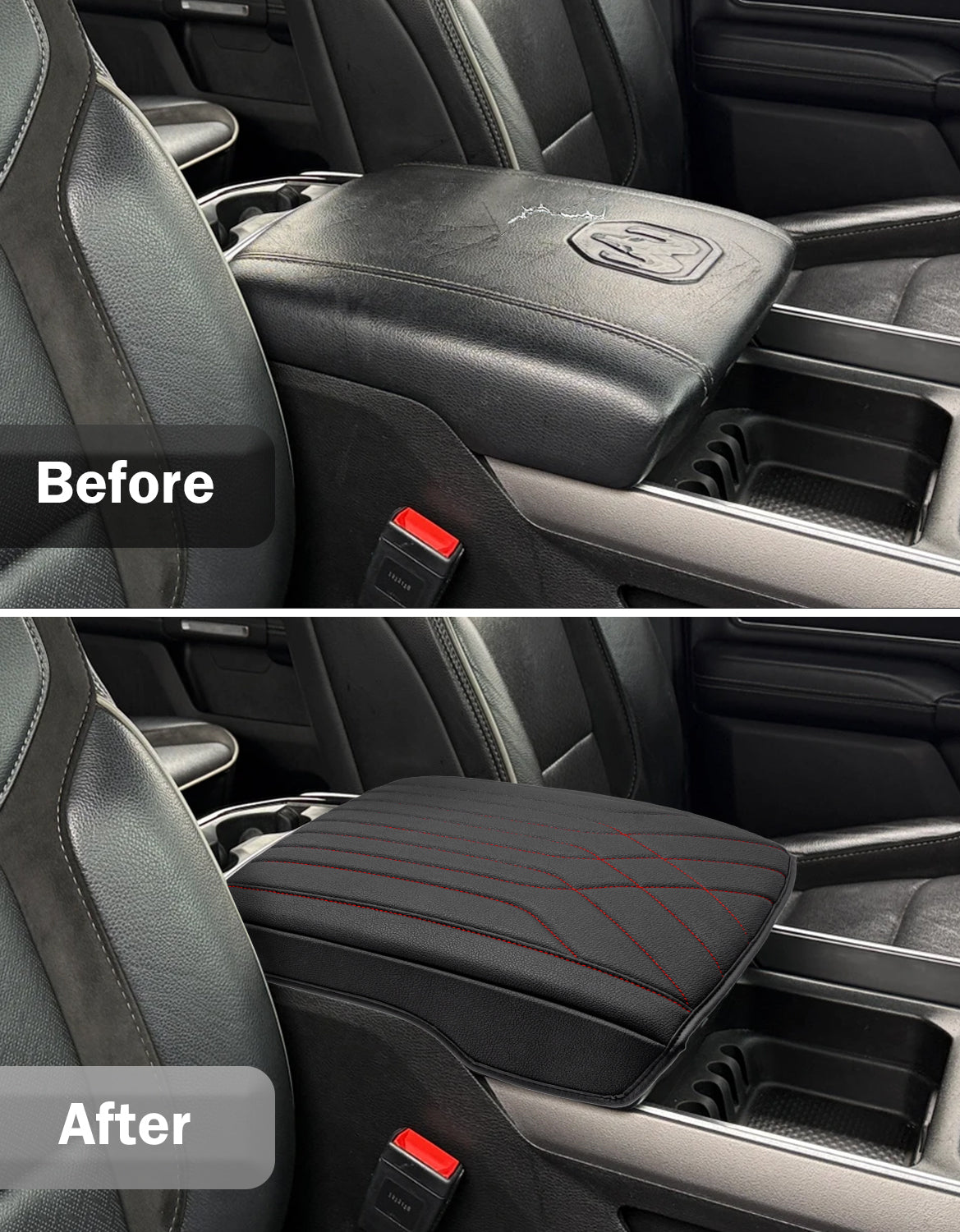 KBH Center Console Armrest Cover for Bucket Seat 2019-2025 Dodge Ram 1500 2500 3500