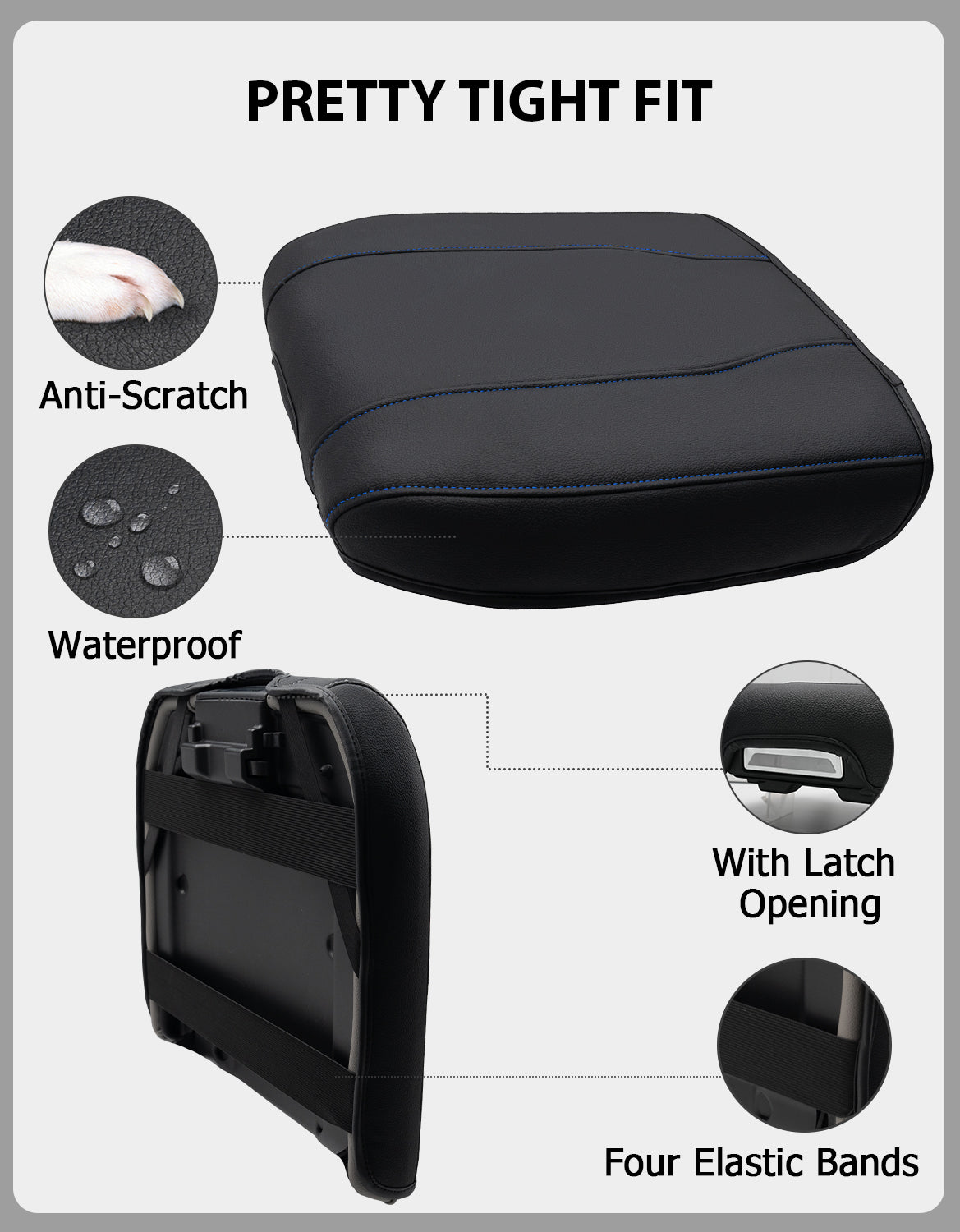 KBH Center Console Armrest Cover for Bucket Seat 2019-2025 Chevy Silverado 1500 2500 3500,2019-2025 GMC Sierra 1500 2500 3500,2021-2025 Tahoe/Suburban/Yukon