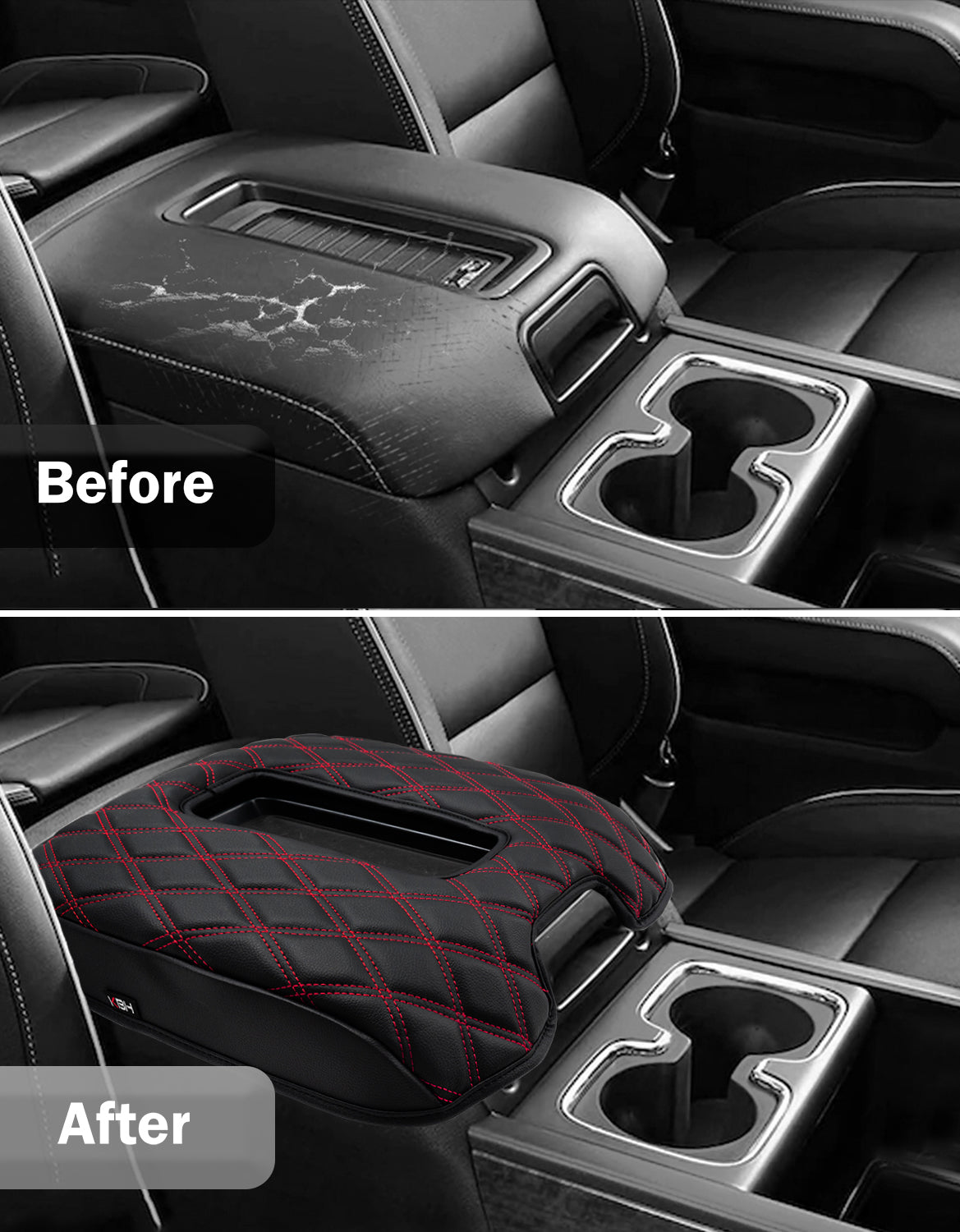 KBH Center Console Armrest Cover Pad for Bucket Seat 2014-2018 Chevy Silverado 1500 2500 3500 & GMC Sierra 1500 2500 3500,2015-2020 Tahoe/Yukon/Suburban
