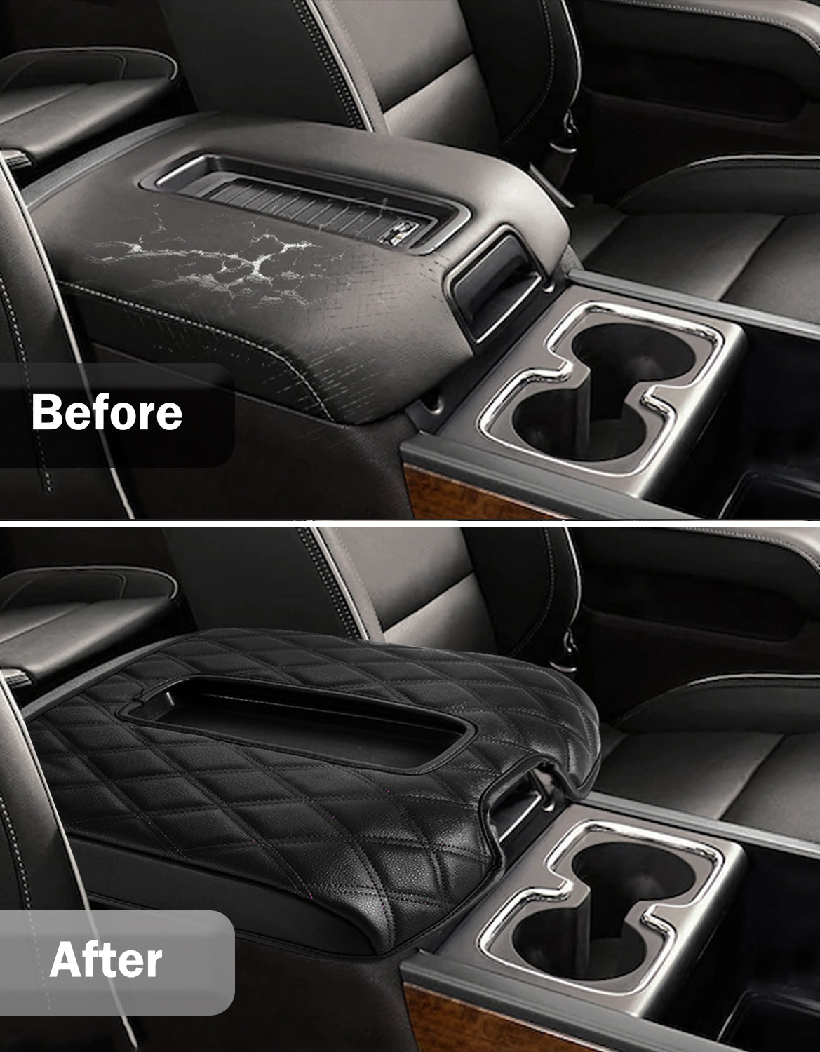 KBH Center Console Armrest Cover Pad for Bucket Seat 2014-2018 Chevy Silverado 1500 2500 3500 & GMC Sierra 1500 2500 3500,2015-2020 Tahoe/Yukon/Suburban