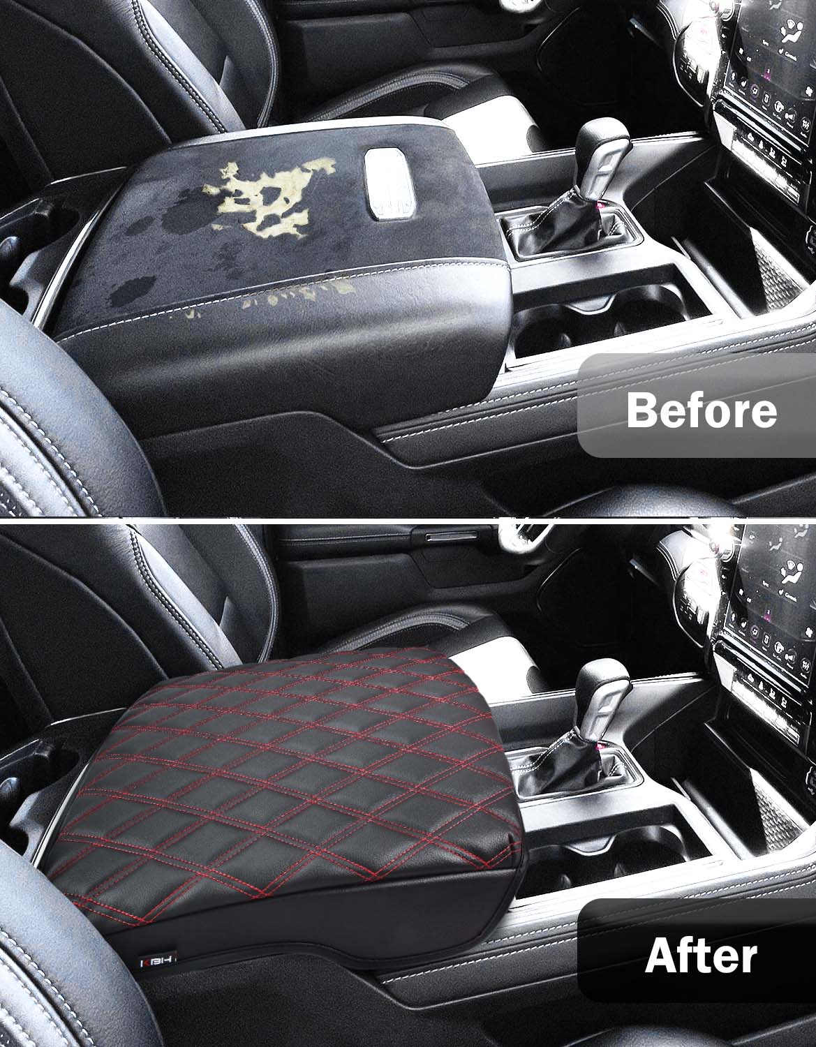 KBH Center Console Armrest Cover Pad Cushion Protector for Bucket Seat 2019-2025 Dodge Ram 1500 2500 3500